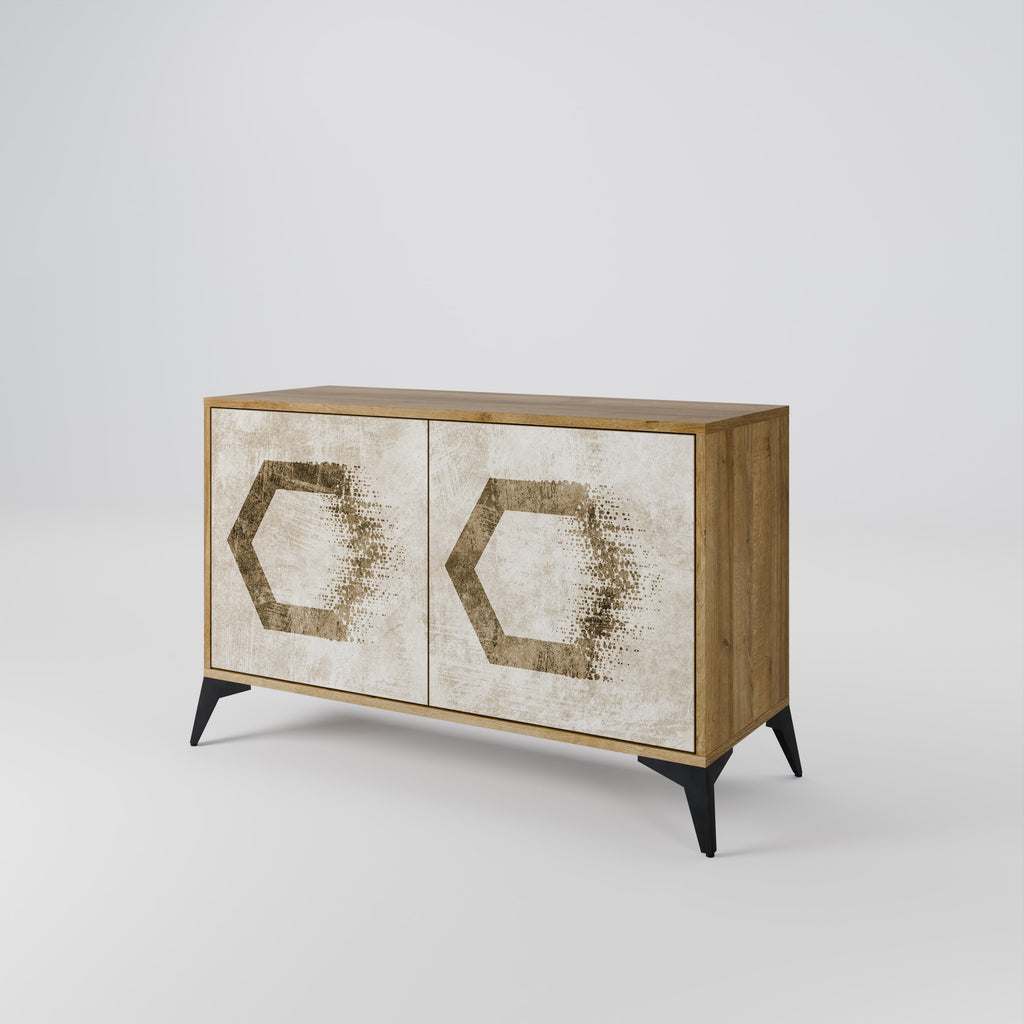 HEXAGONAL SHAPES 2-Door Sideboard in Oak Effect