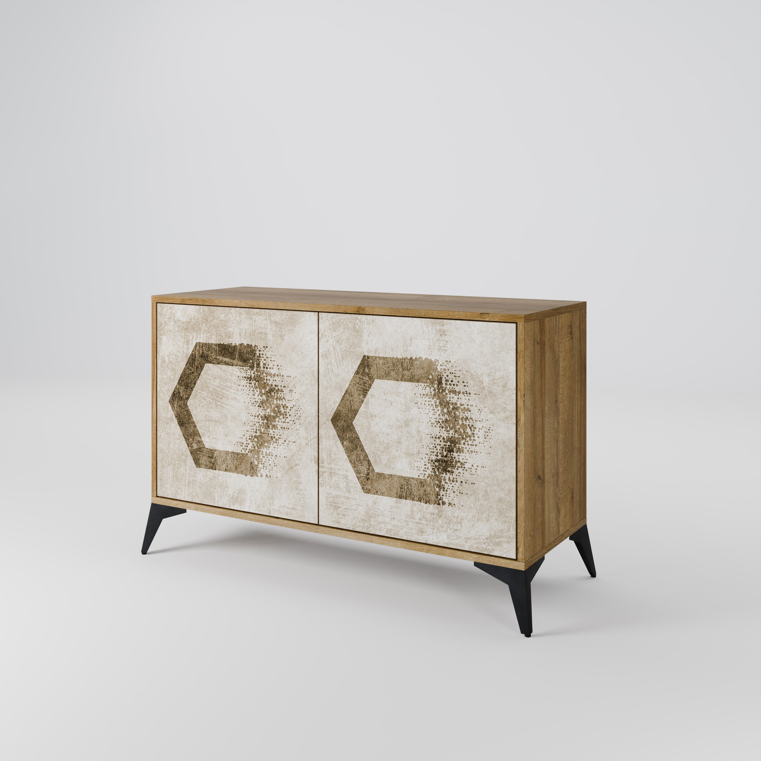 HEXAGONAL SHAPES 2-Door Sideboard in Oak Effect