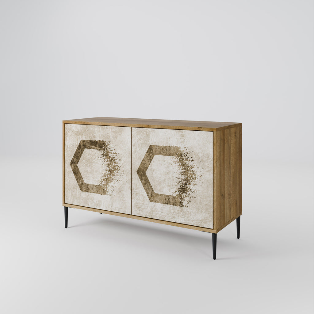 HEXAGONAL SHAPES 2-Door Sideboard in Oak Effect