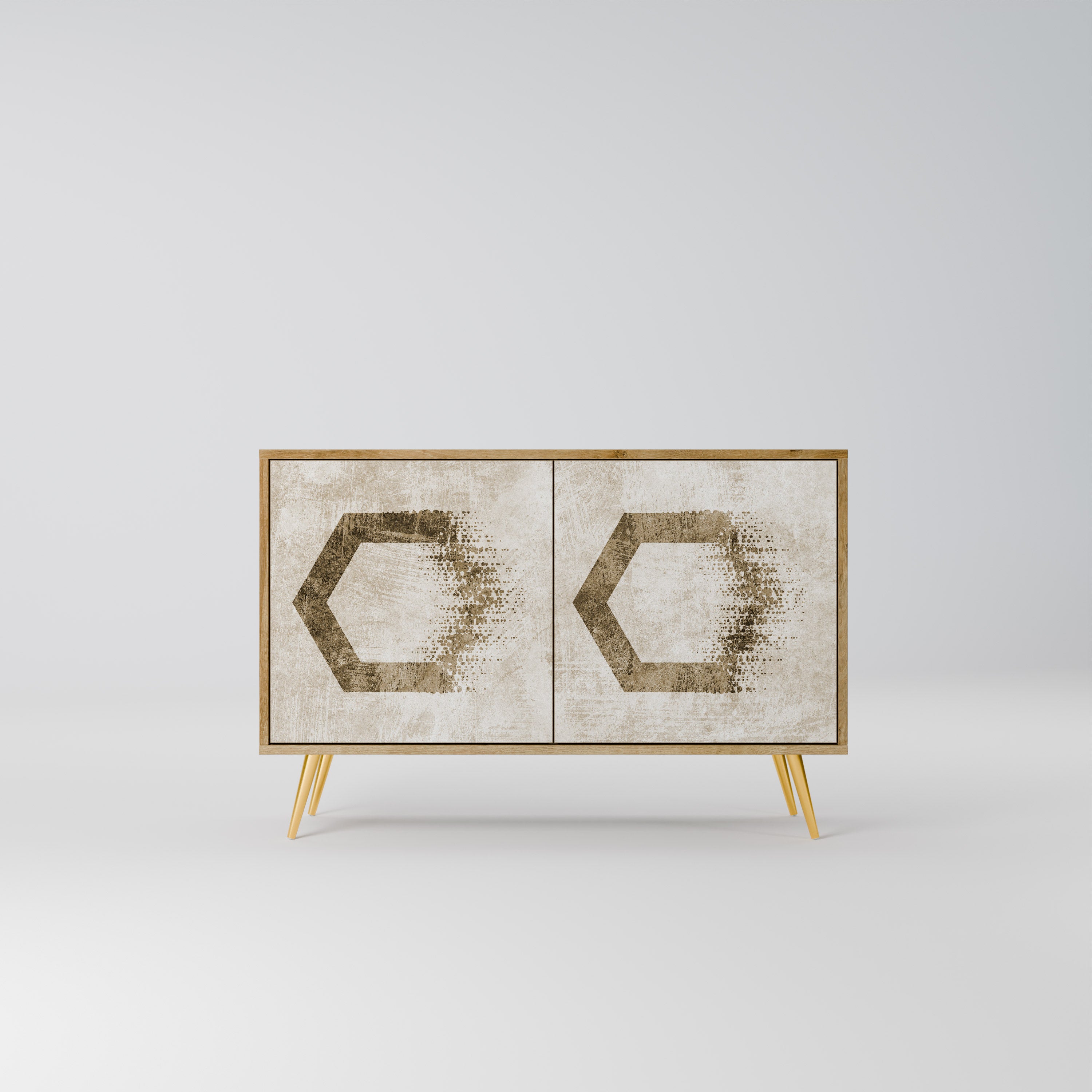 HEXAGONAL SHAPES 2-Door Sideboard in Oak Effect