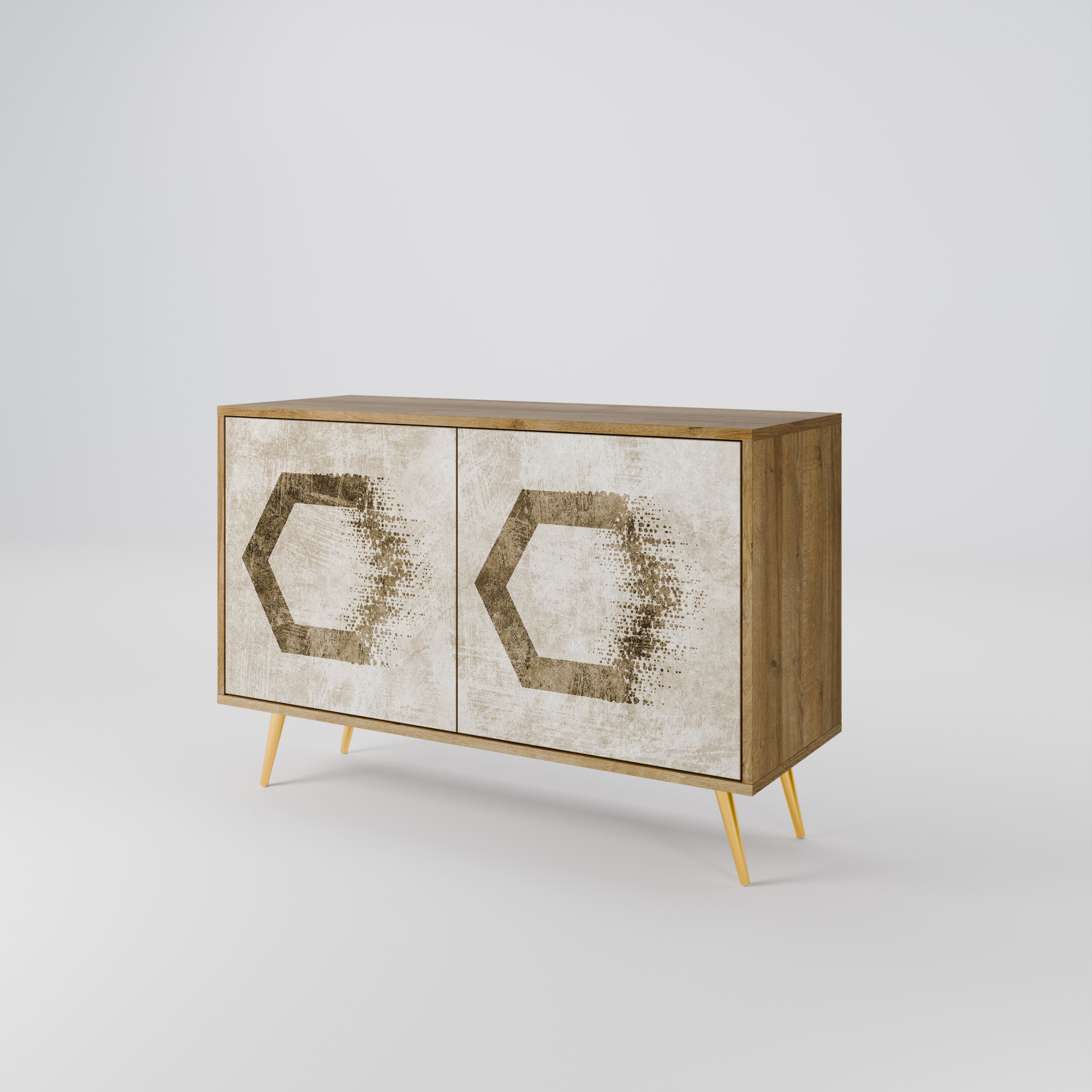 HEXAGONAL SHAPES 2-Door Sideboard in Oak Effect