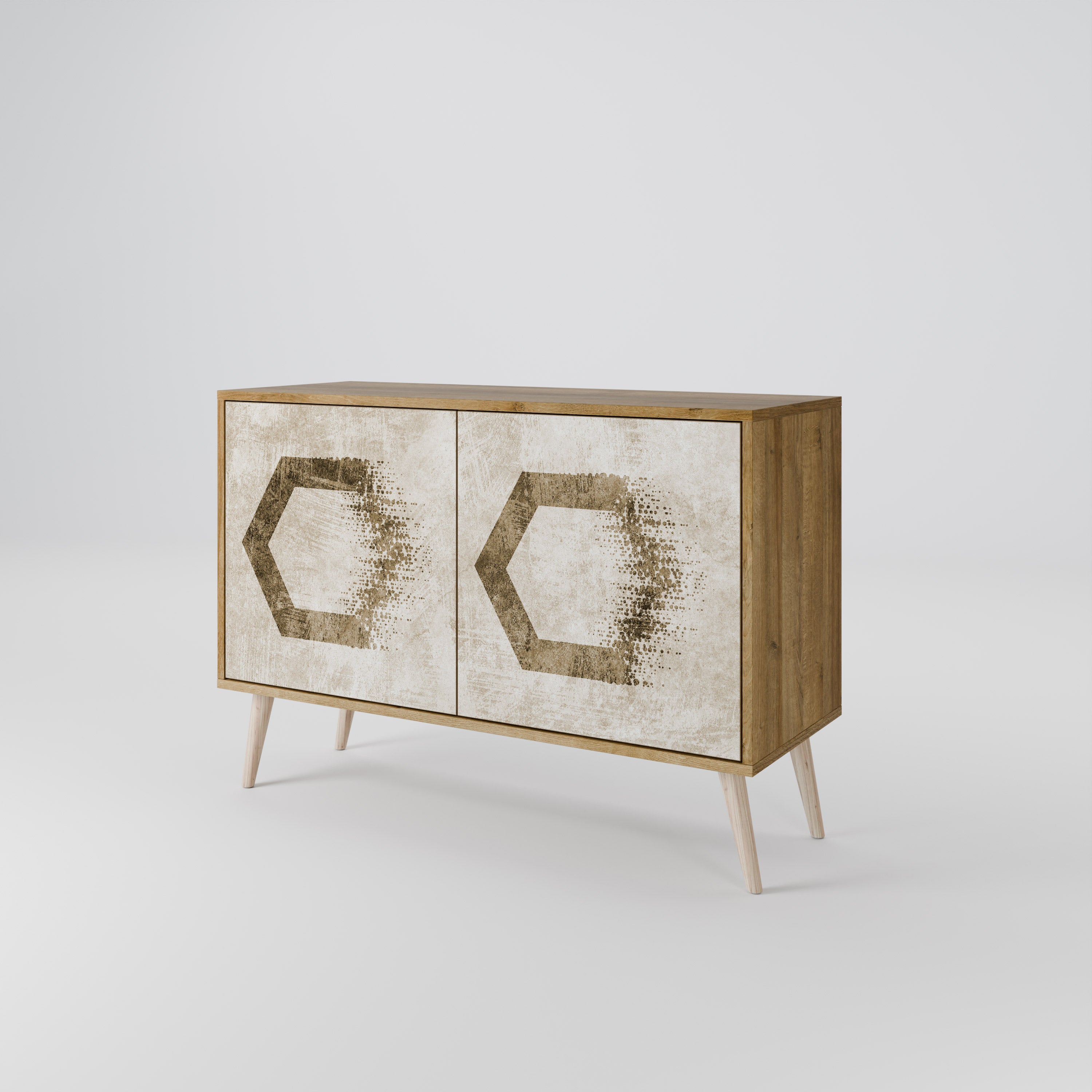 HEXAGONAL SHAPES 2-Door Sideboard in Oak Effect