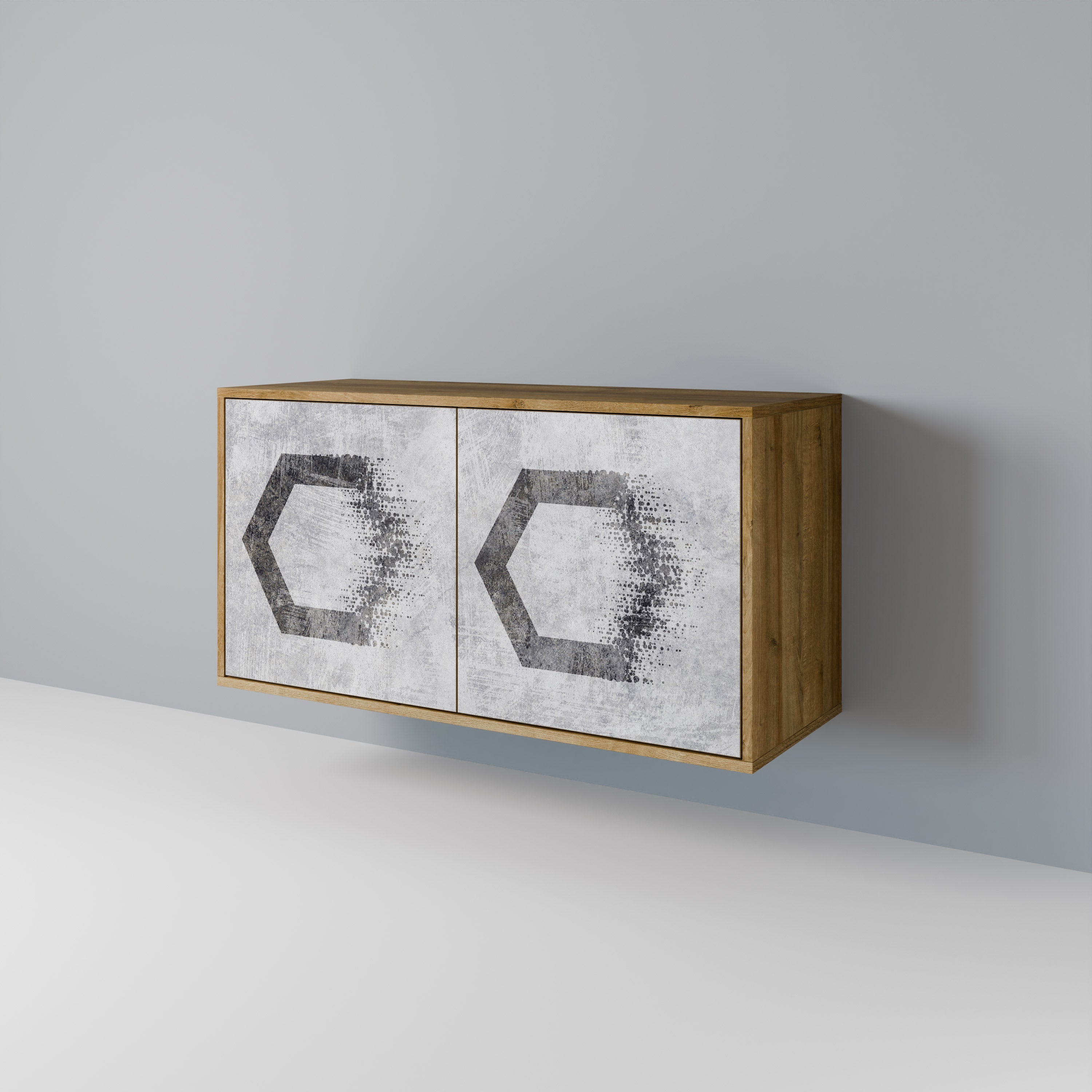 HEXAGONAL FIGURES 2-Door Sideboard in Oak Effect