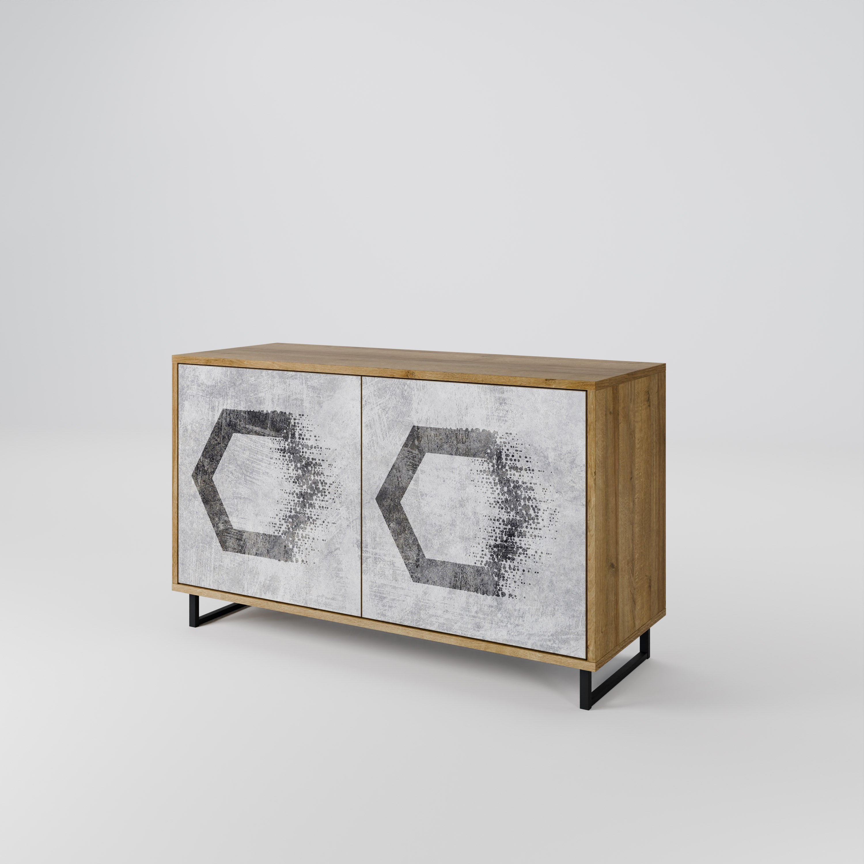 HEXAGONAL FIGURES 2-Door Sideboard in Oak Effect