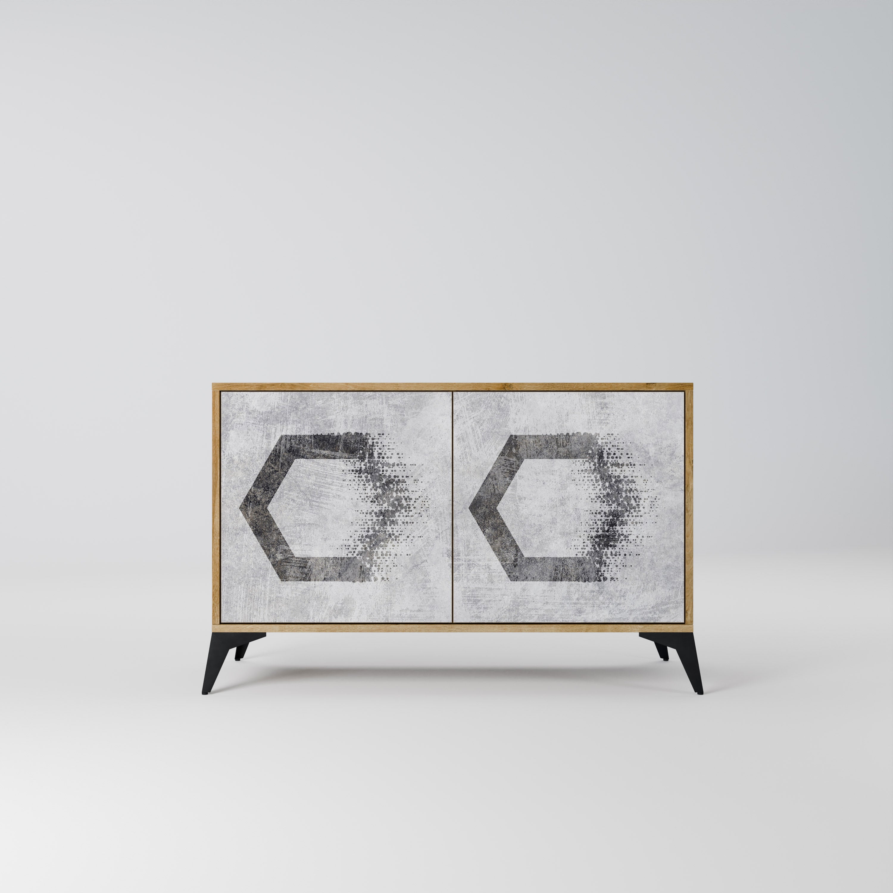 HEXAGONAL FIGURES 2-Door Sideboard in Oak Effect