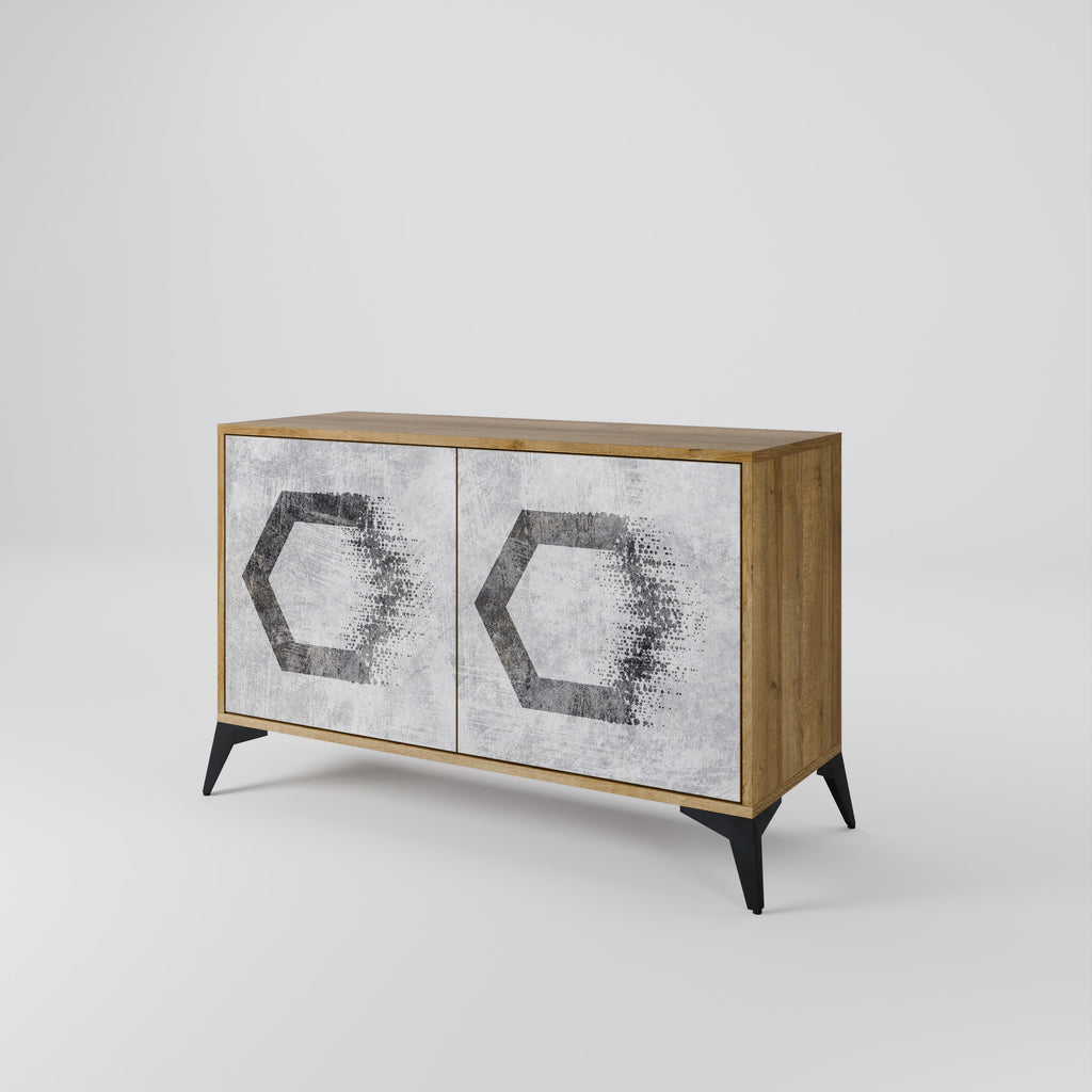 HEXAGONAL FIGURES 2-Door Sideboard in Oak Effect