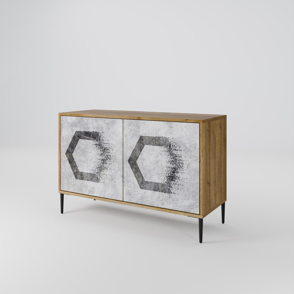 HEXAGONAL FIGURES 2-Door Sideboard in Oak Effect