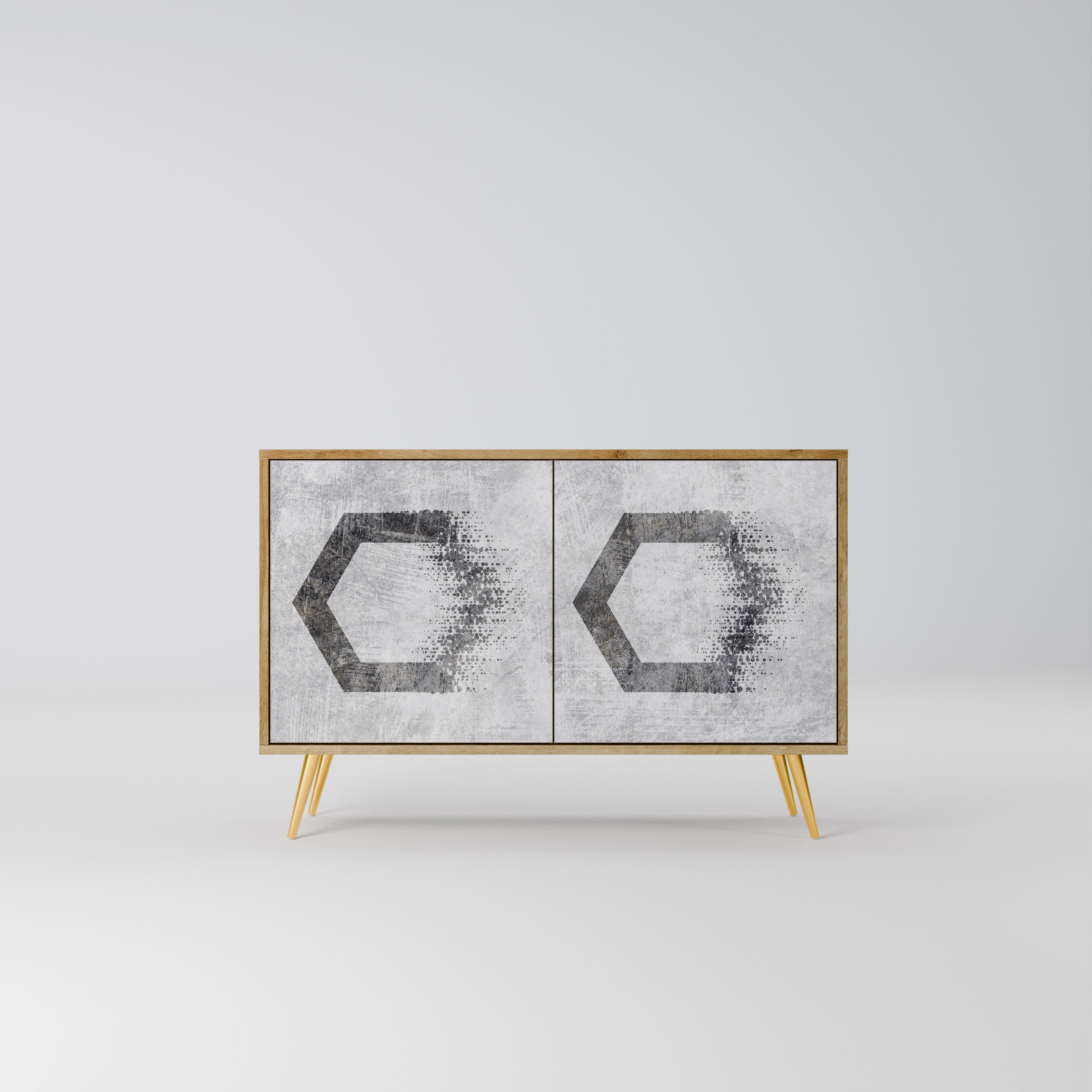 HEXAGONAL FIGURES 2-Door Sideboard in Oak Effect