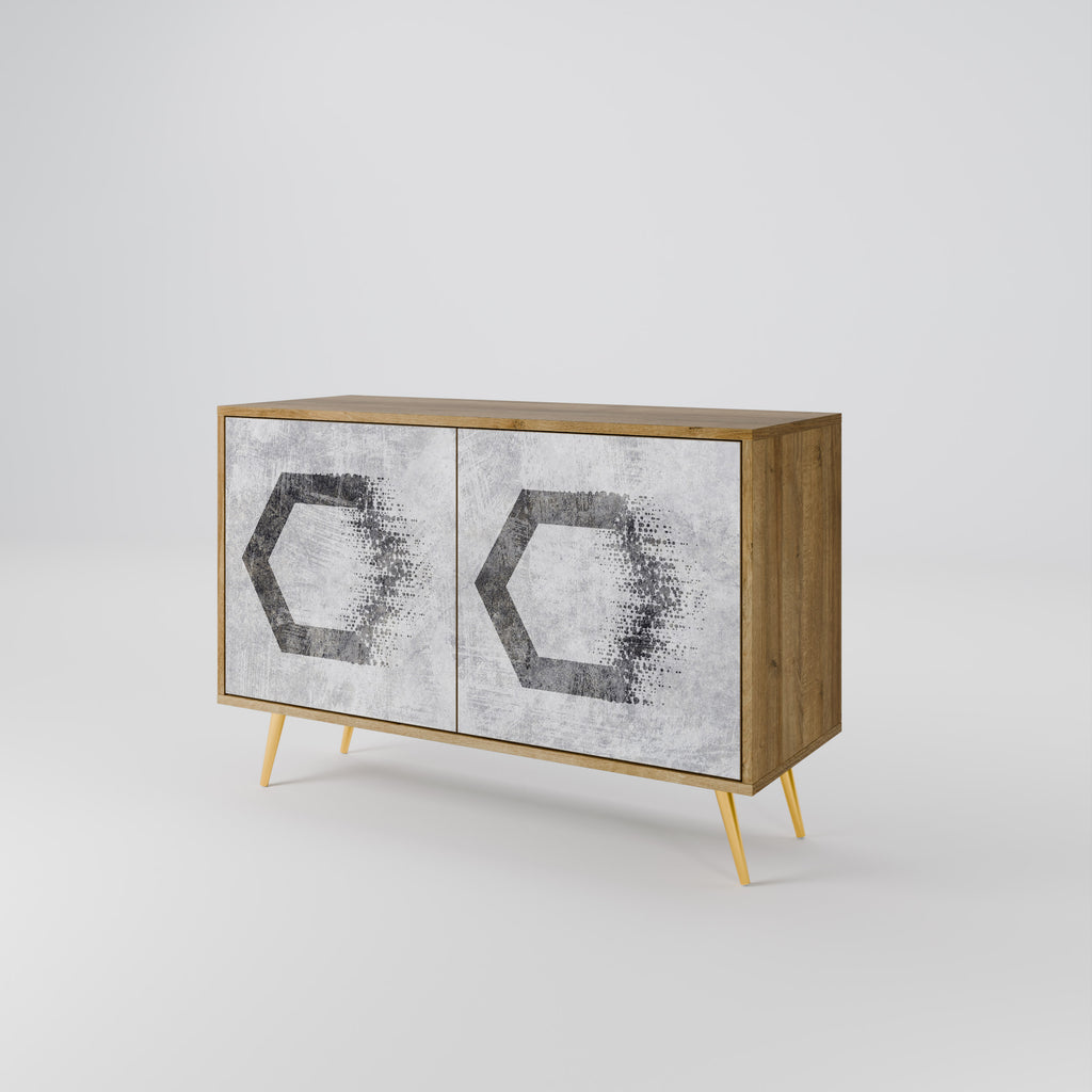 HEXAGONAL FIGURES 2-Door Sideboard in Oak Effect