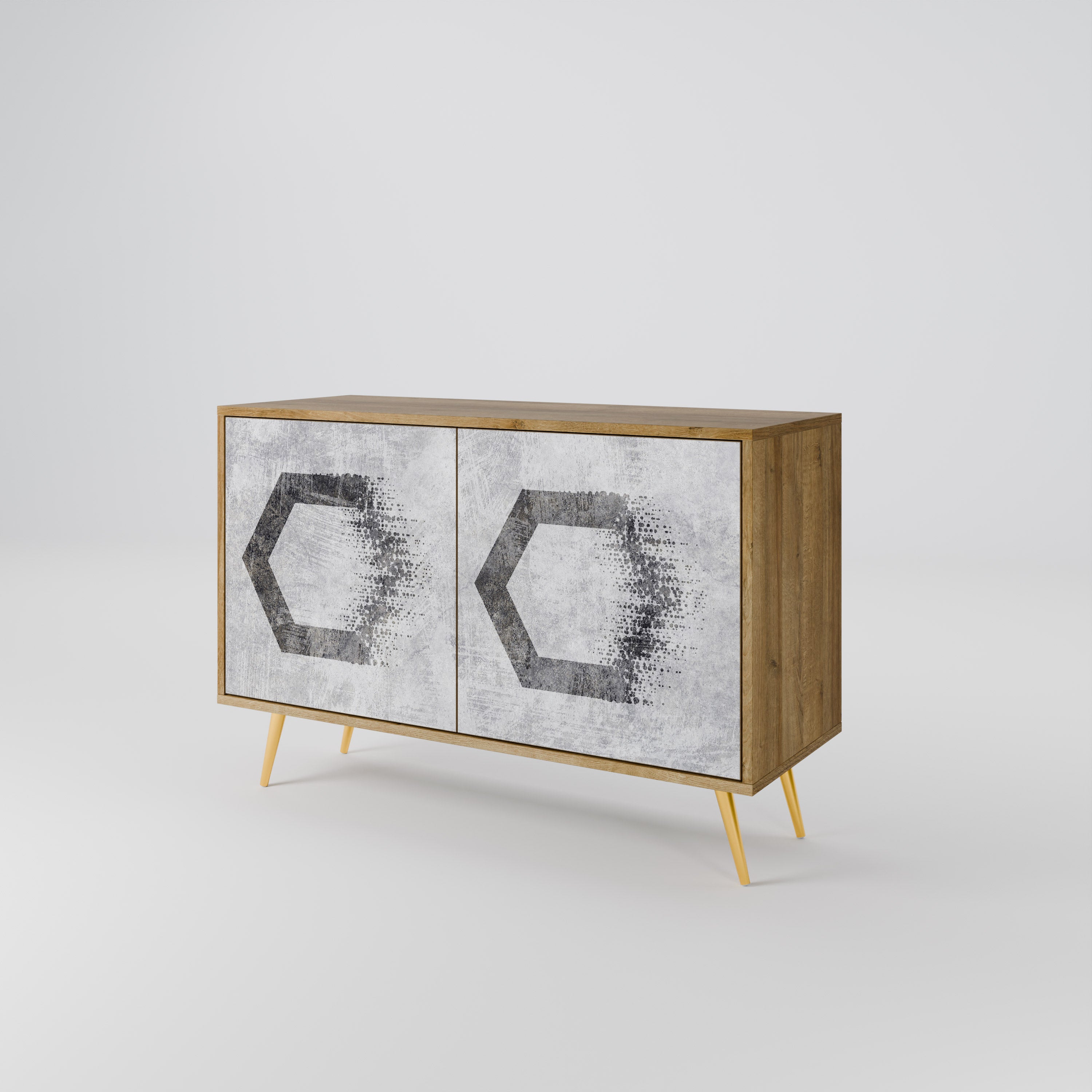 HEXAGONAL FIGURES 2-Door Sideboard in Oak Effect