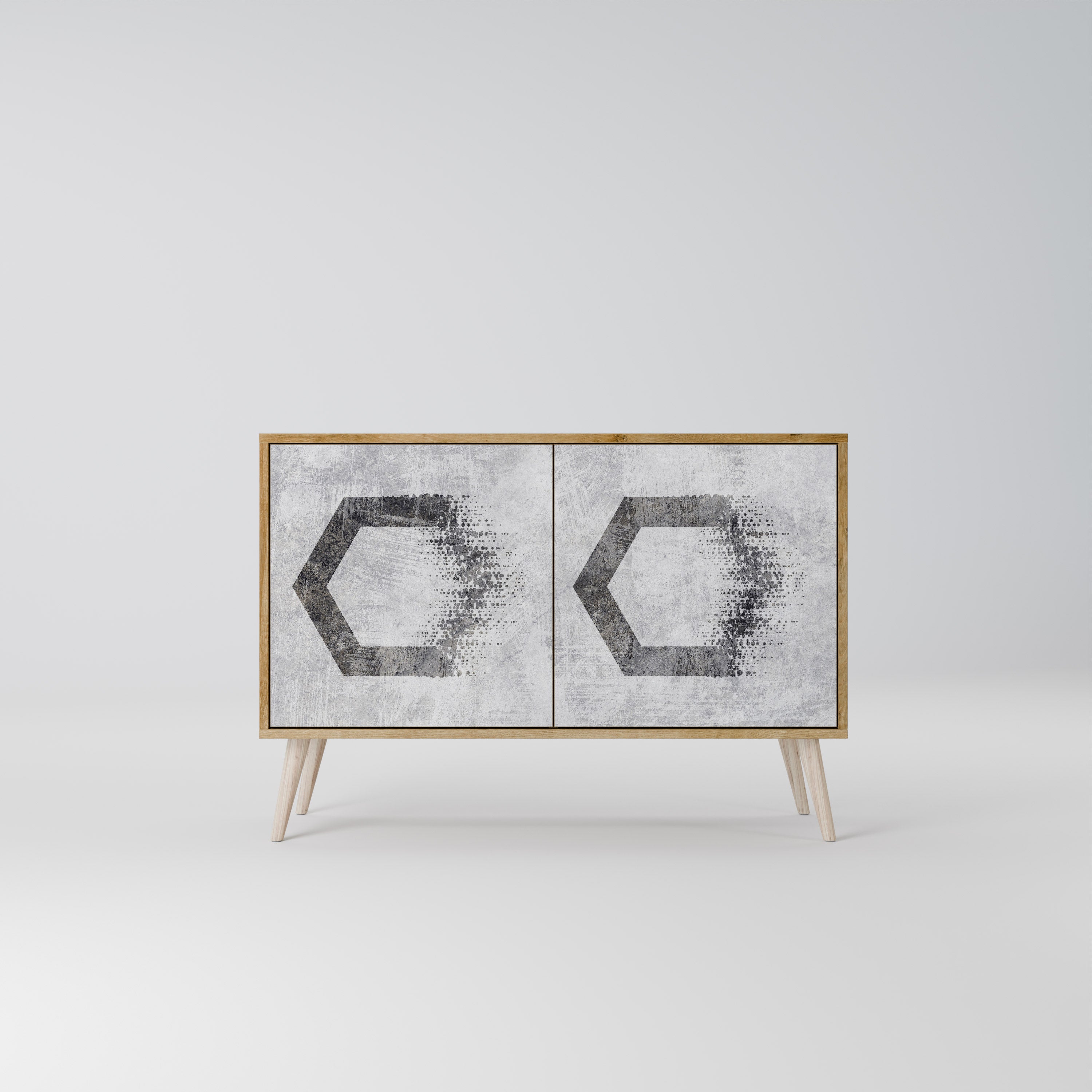 HEXAGONAL FIGURES 2-Door Sideboard in Oak Effect