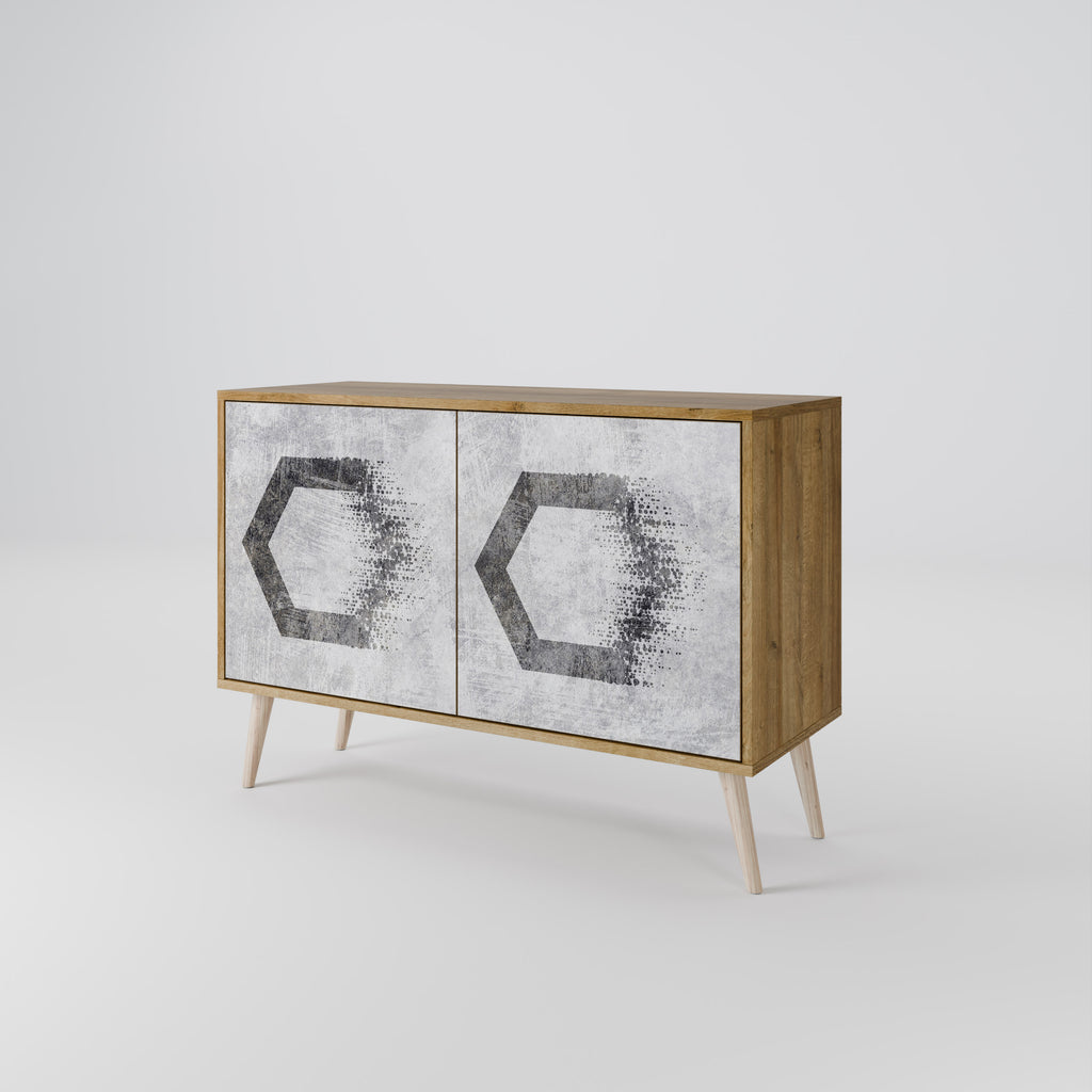 HEXAGONAL FIGURES 2-Door Sideboard in Oak Effect