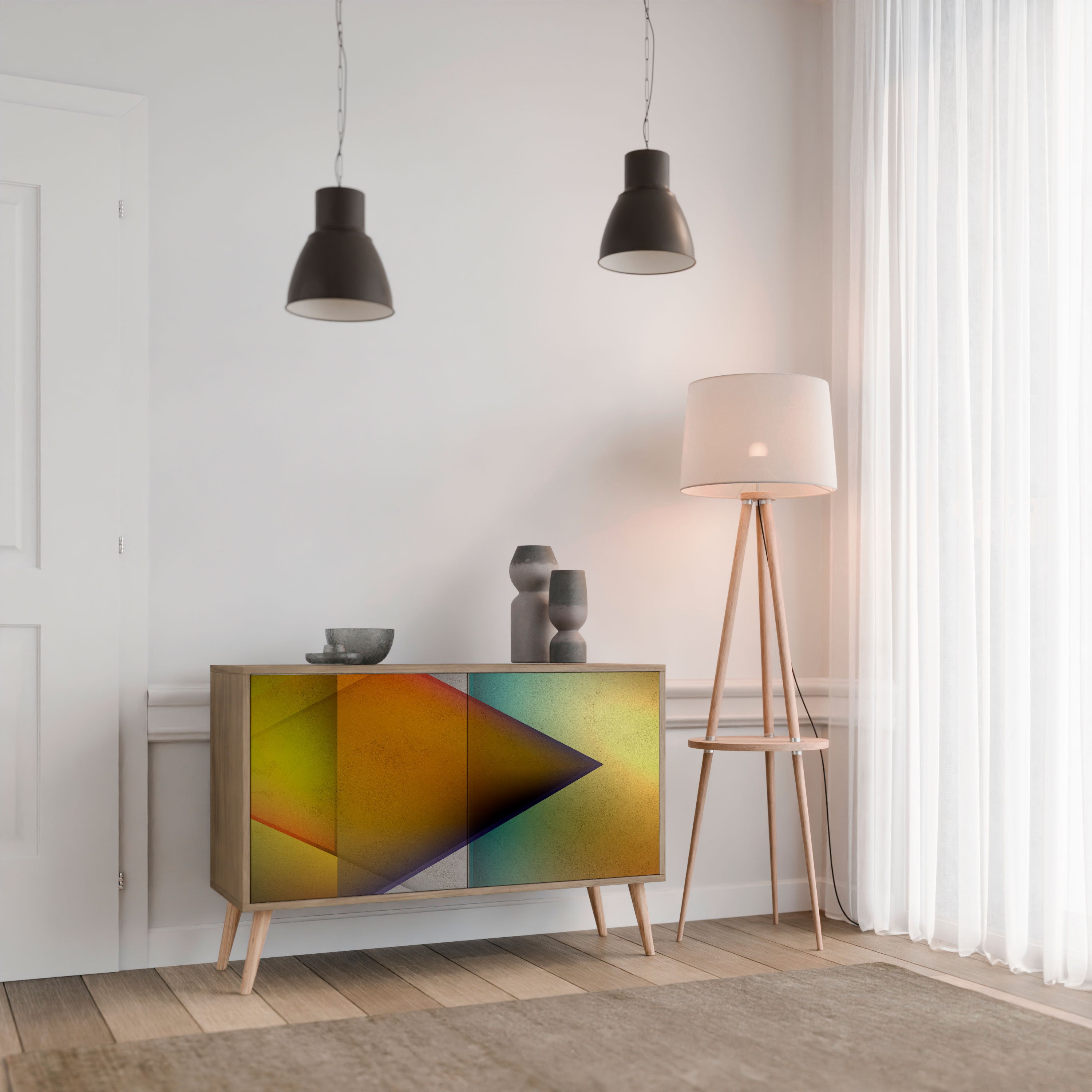 PIERCING SHARPNESS 2-Door Sideboard in Oak Effect