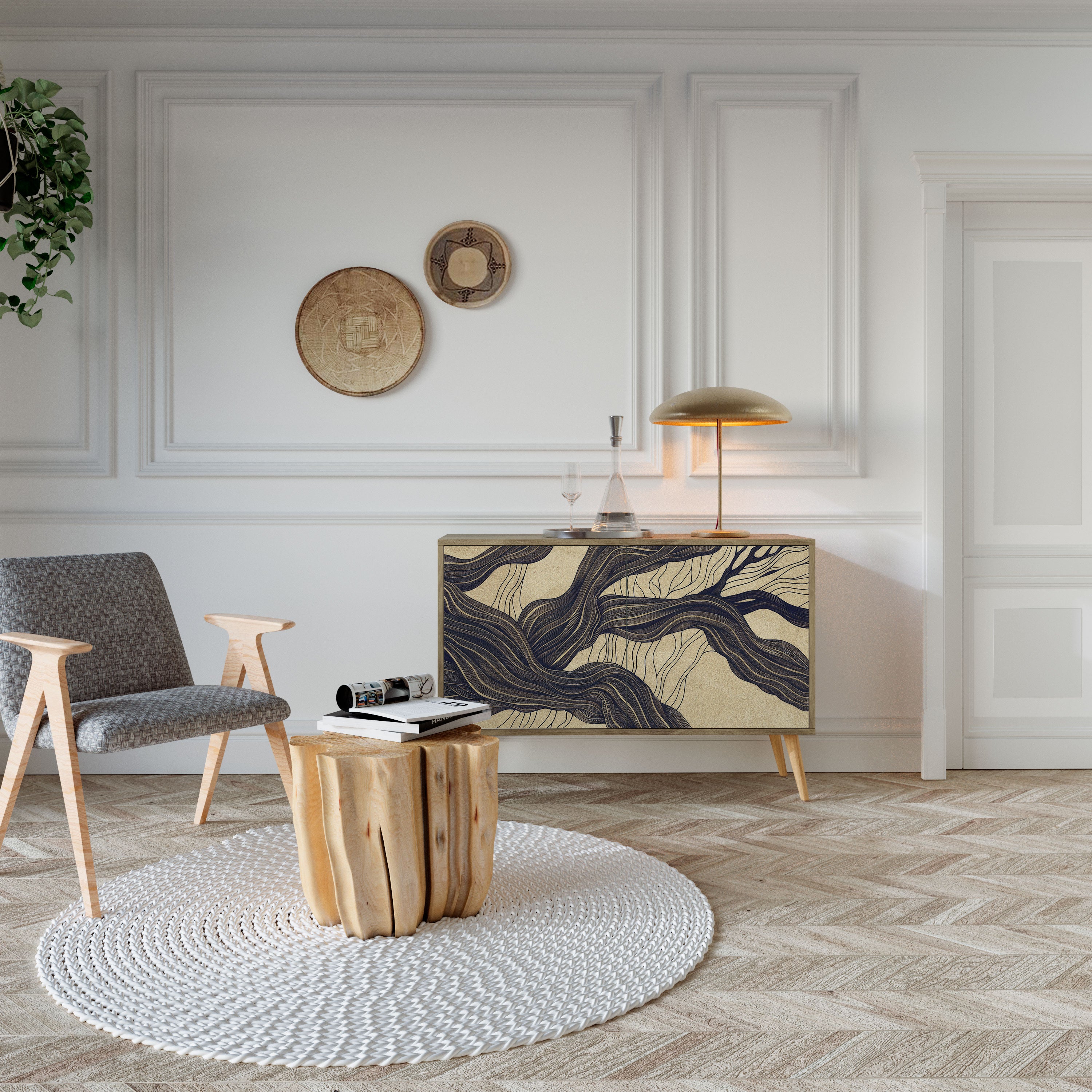 UNIFIED FRAGMENTS 2-Door Sideboard in Oak Effect