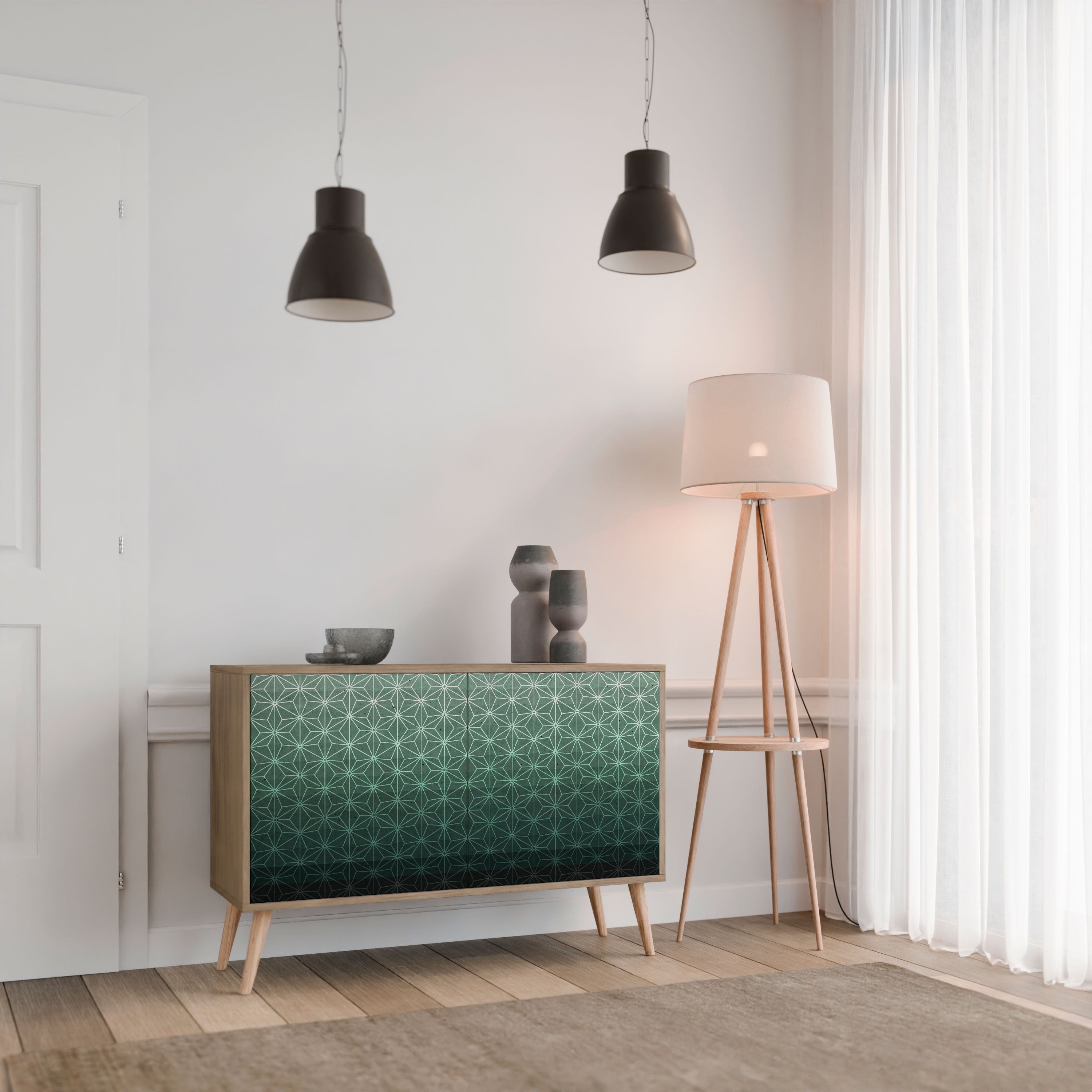 ORNAMENTAL GLIMMER 2-Door Sideboard in Oak Effect