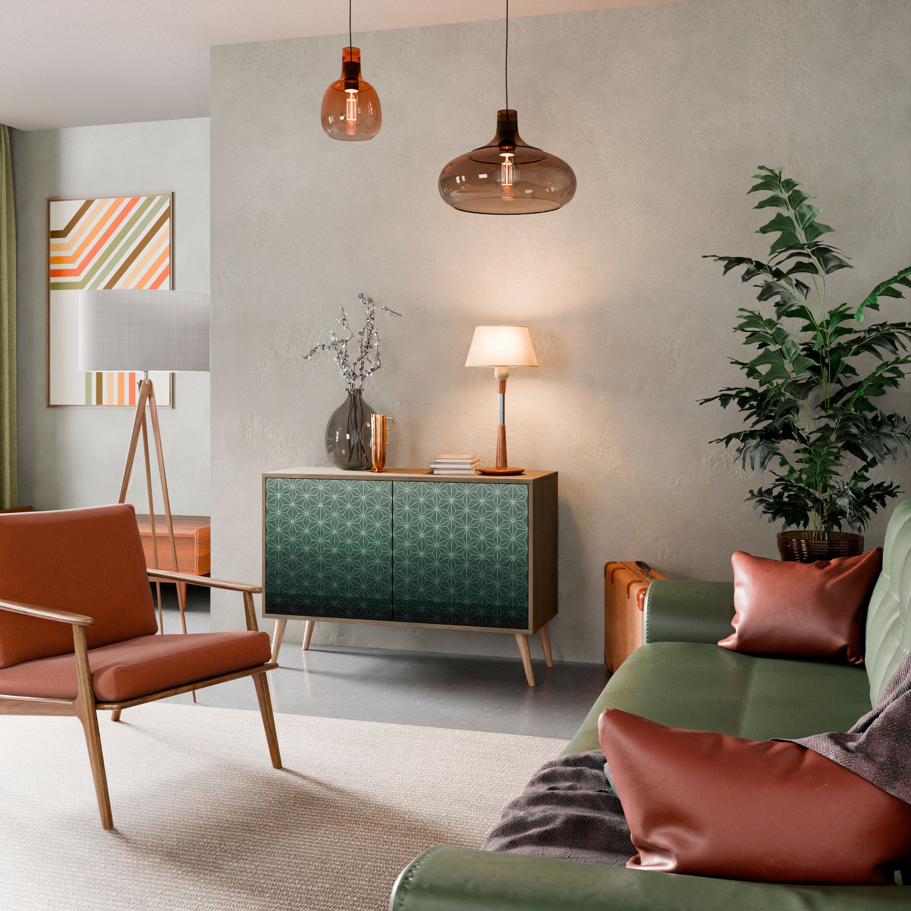 ORNAMENTAL GLIMMER 2-Door Sideboard in Oak Effect