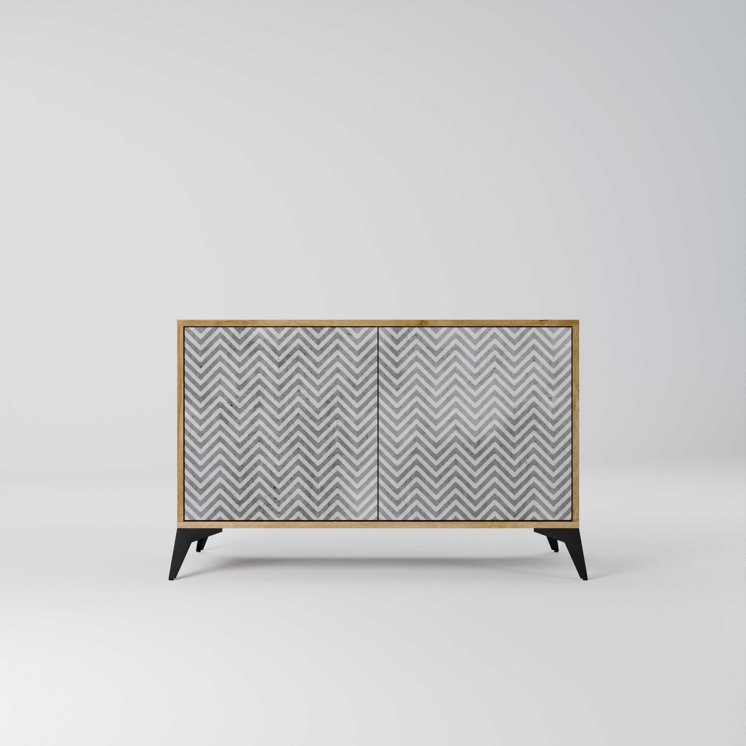 CONCRETE ZIG ZAG 2-Door Sideboard in Oak Effect