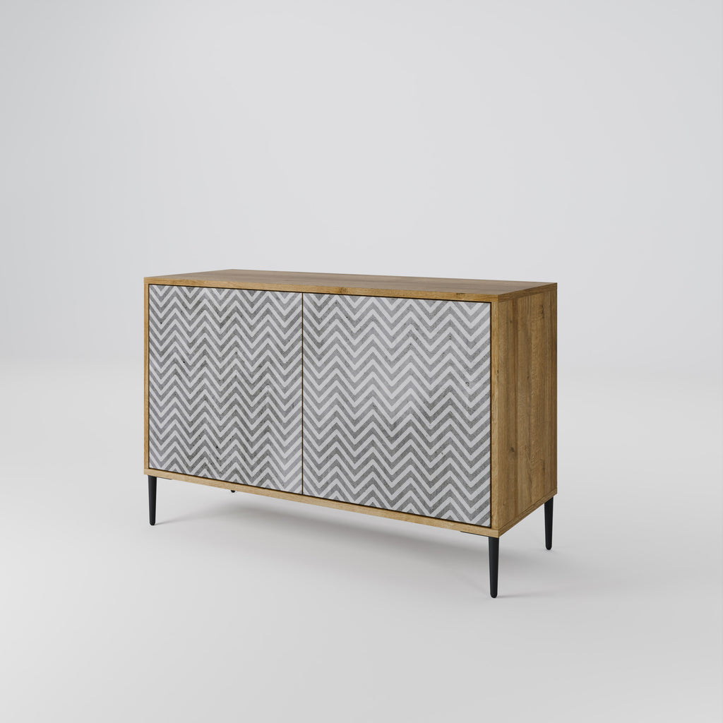 CONCRETE ZIG ZAG 2-Door Sideboard in Oak Effect