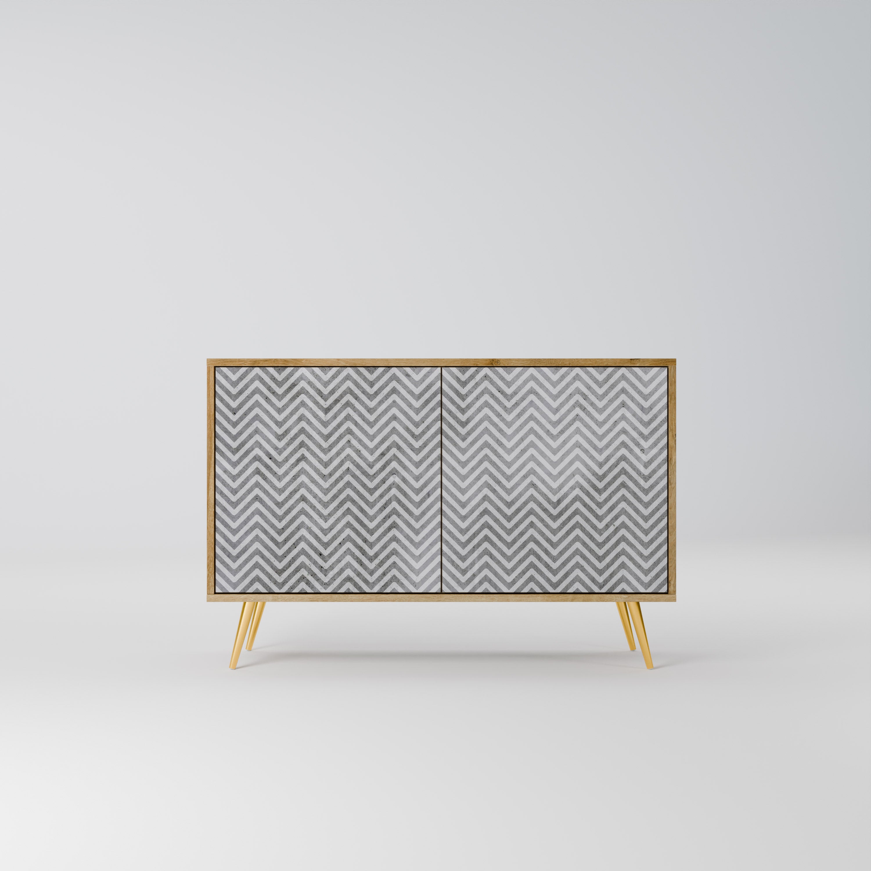 CONCRETE ZIG ZAG 2-Door Sideboard in Oak Effect