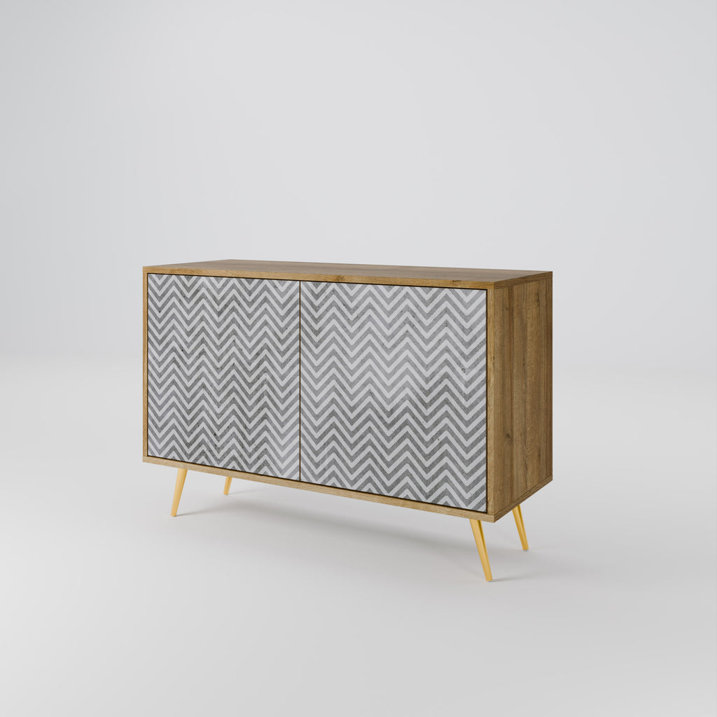 CONCRETE ZIG ZAG 2-Door Sideboard in Oak Effect
