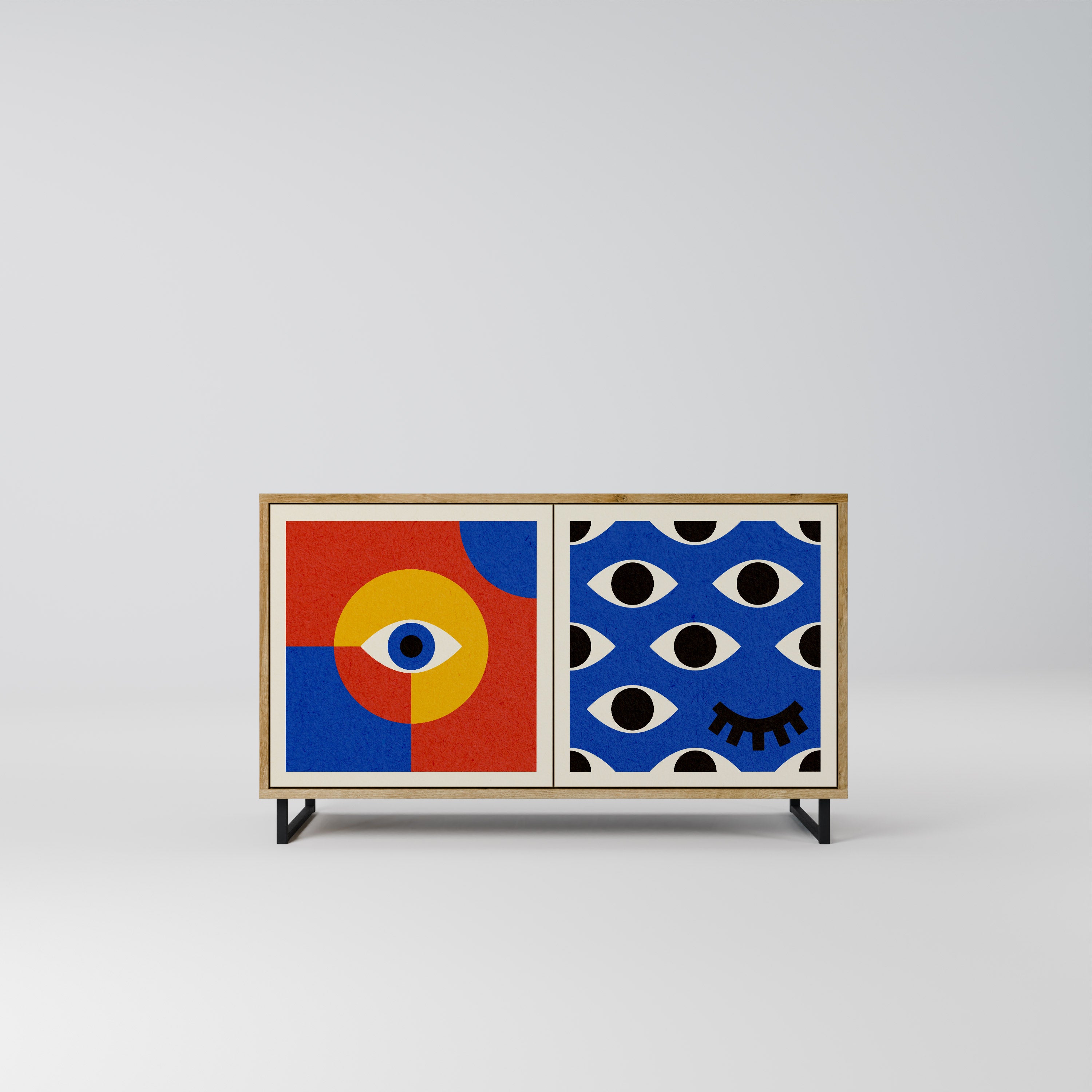 GEOMETRIC EYES 2-Door Sideboard in Oak Effect