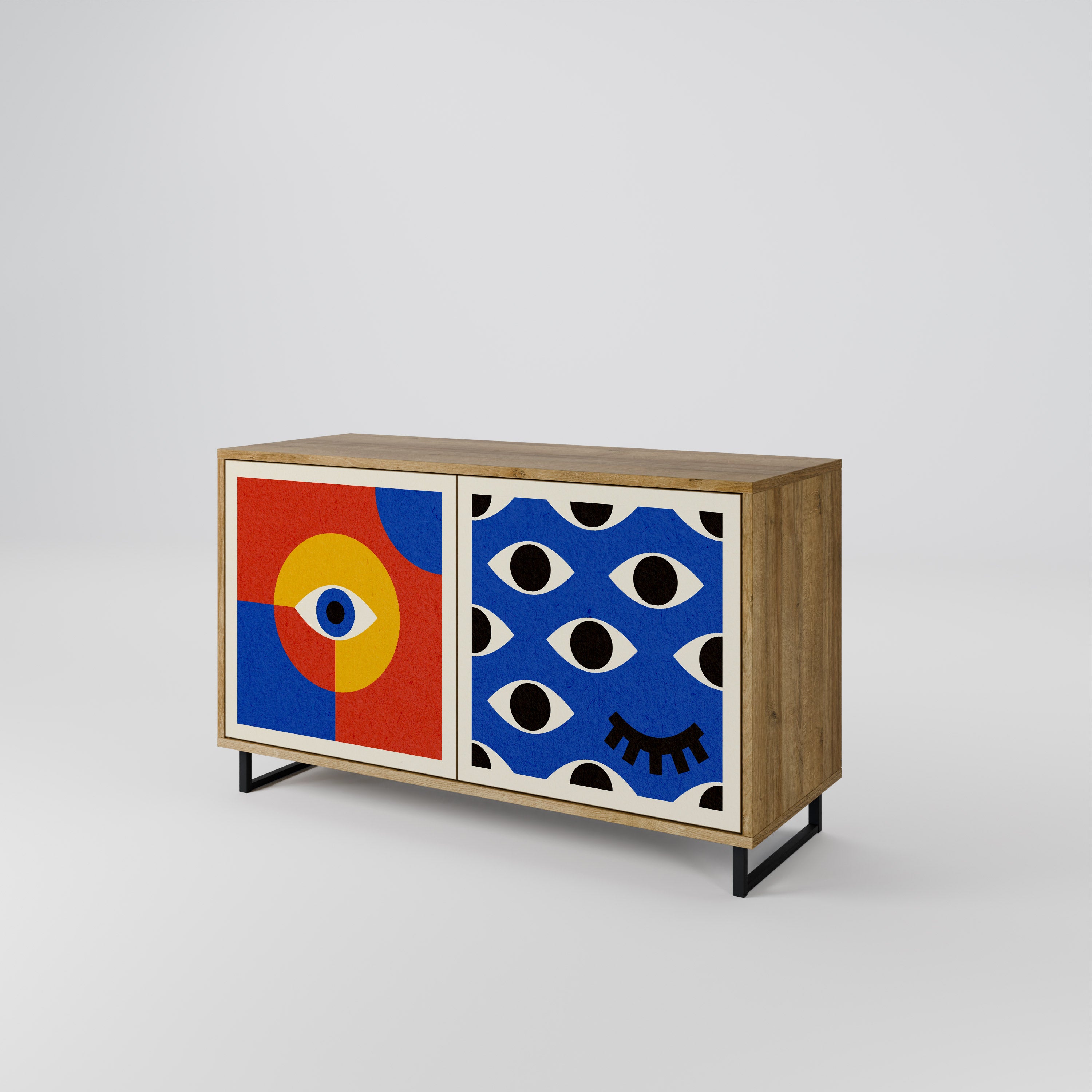 GEOMETRIC EYES 2-Door Sideboard in Oak Effect