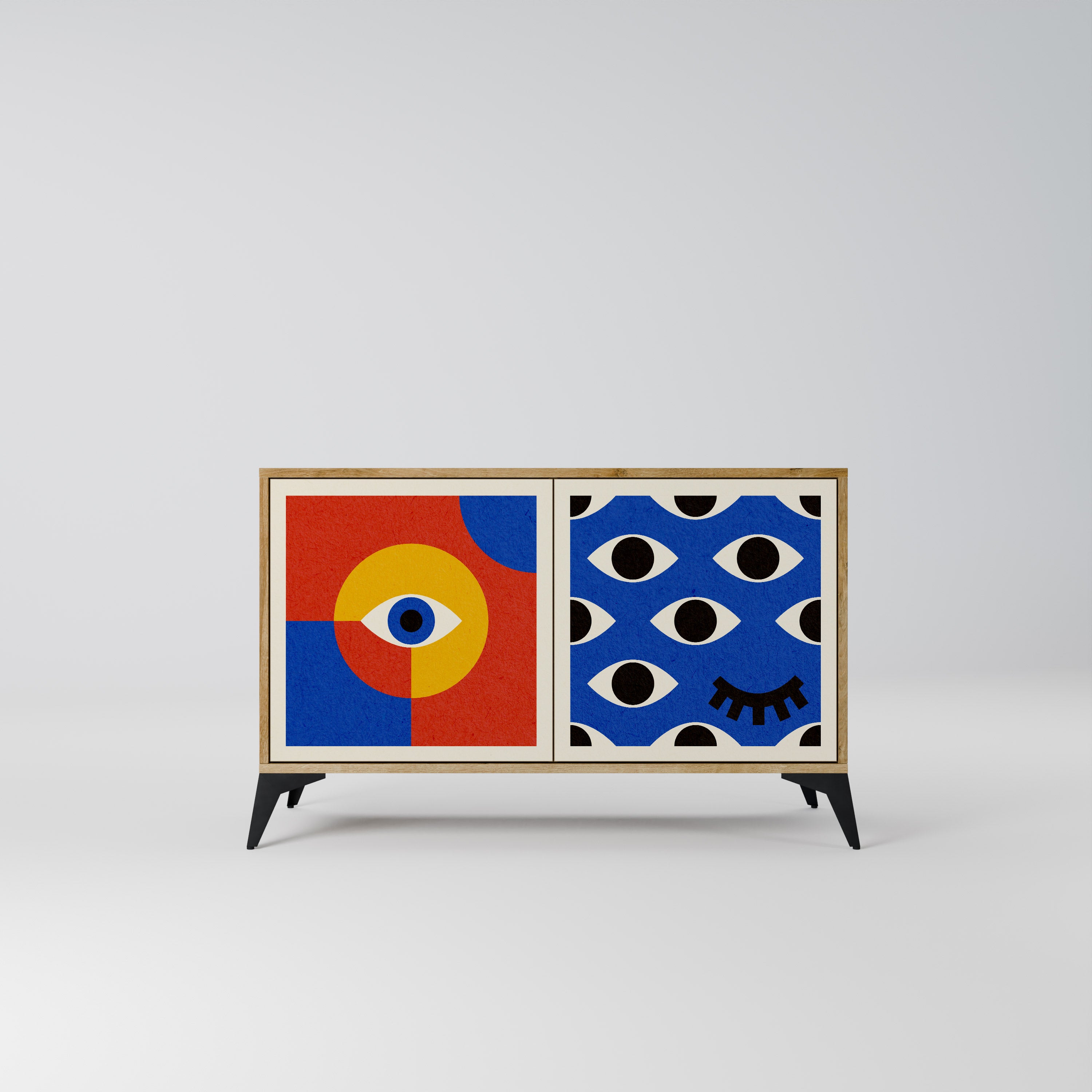 GEOMETRIC EYES 2-Door Sideboard in Oak Effect