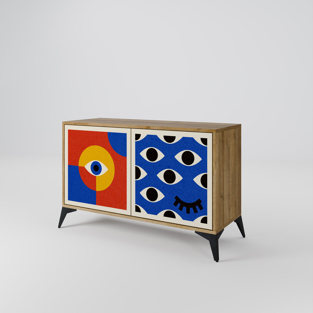 GEOMETRIC EYES 2-Door Sideboard in Oak Effect