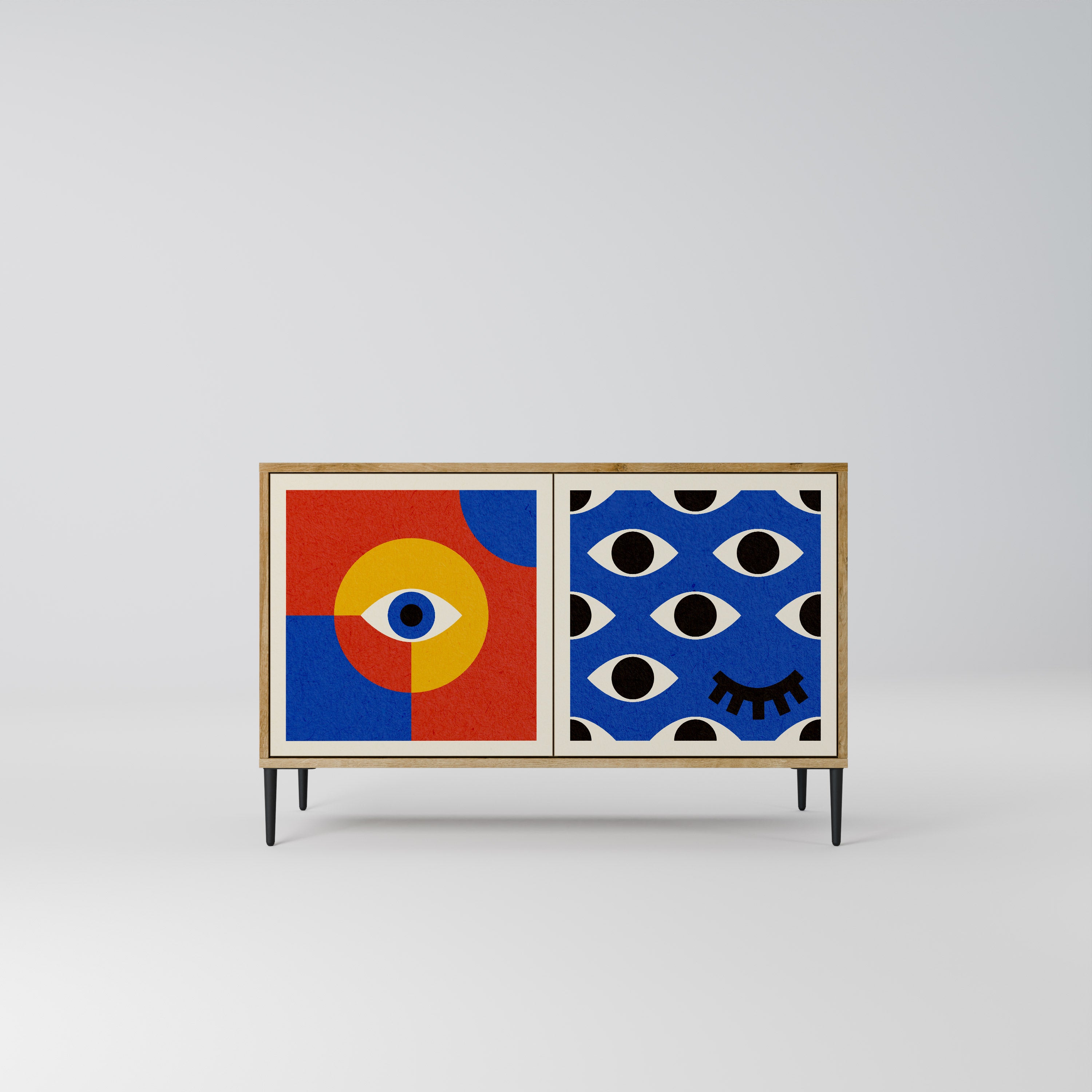 GEOMETRIC EYES 2-Door Sideboard in Oak Effect
