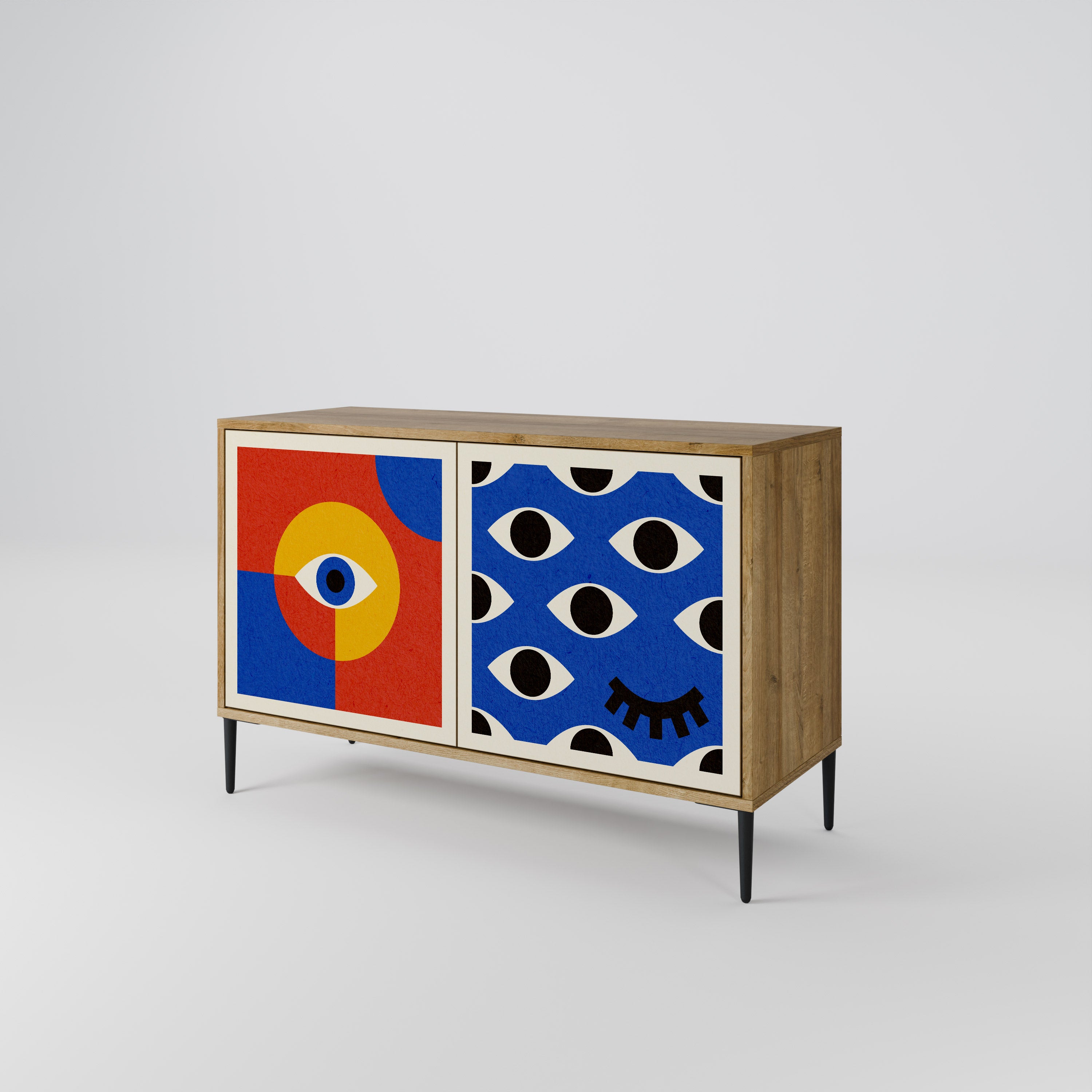 GEOMETRIC EYES 2-Door Sideboard in Oak Effect
