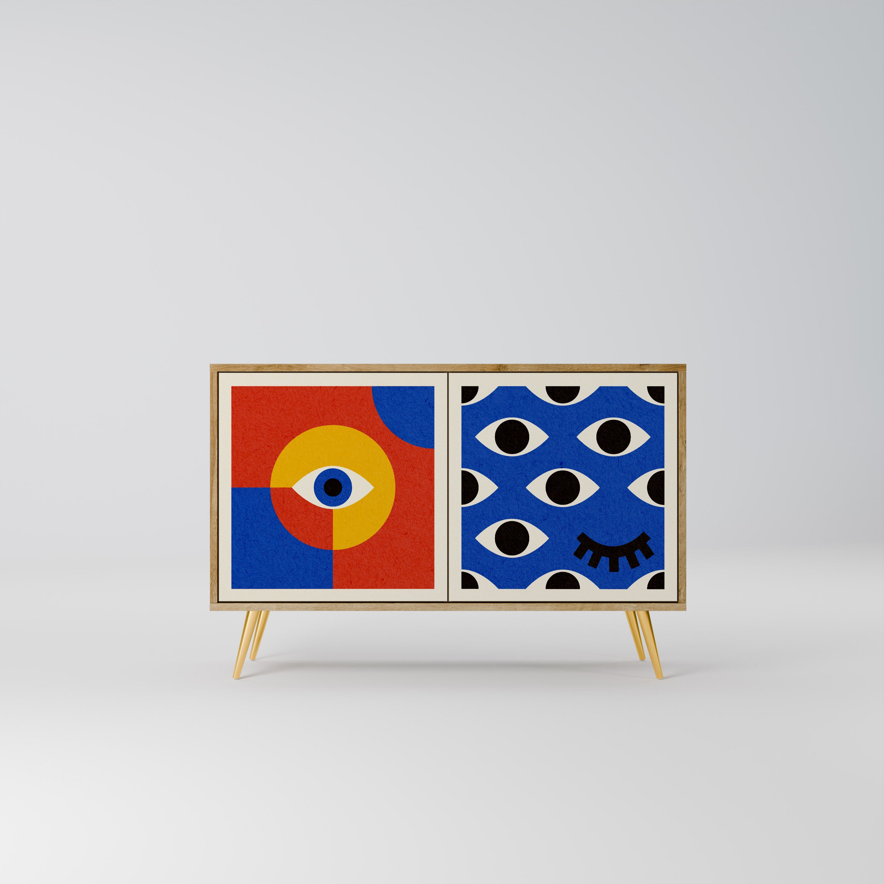 GEOMETRIC EYES 2-Door Sideboard in Oak Effect