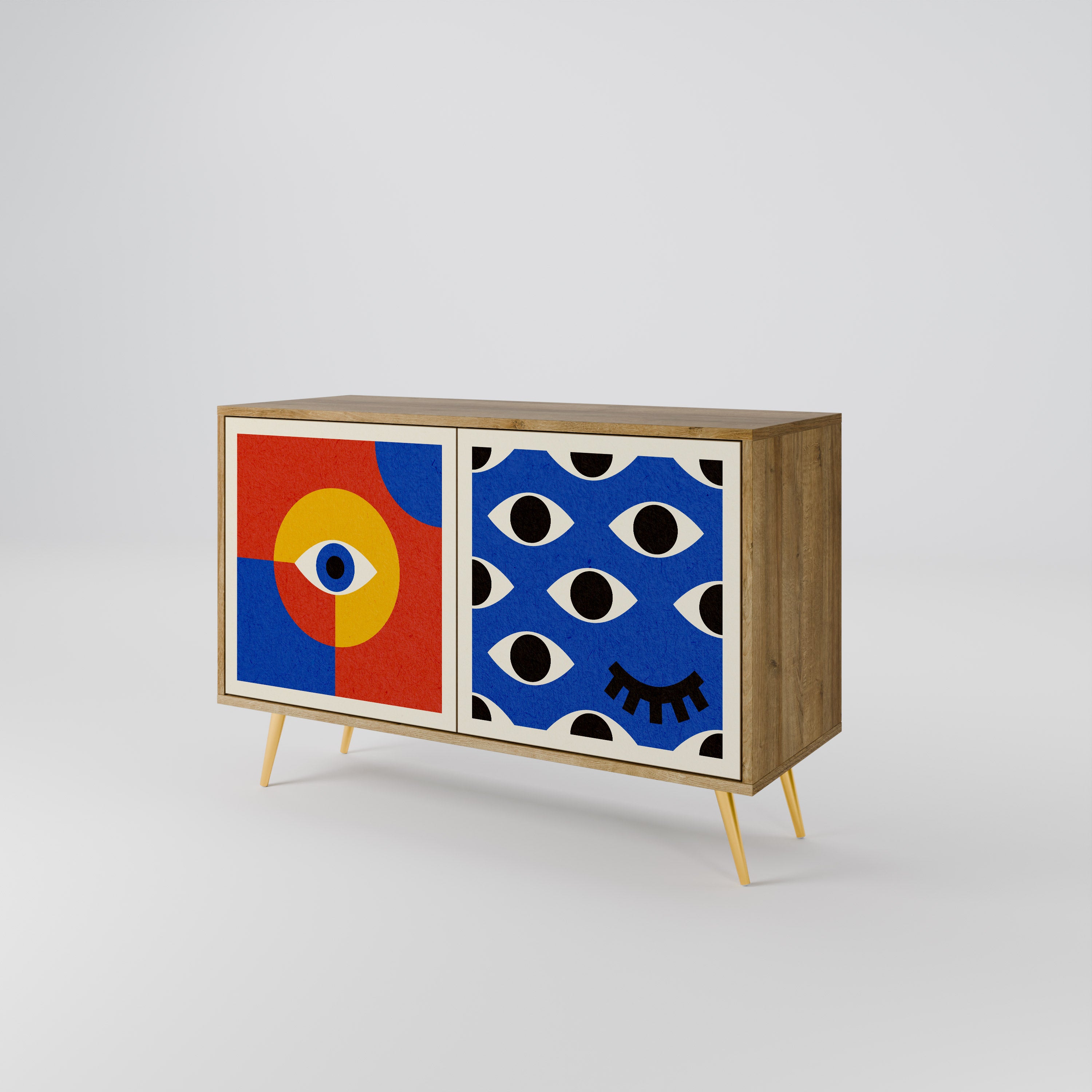 GEOMETRIC EYES 2-Door Sideboard in Oak Effect