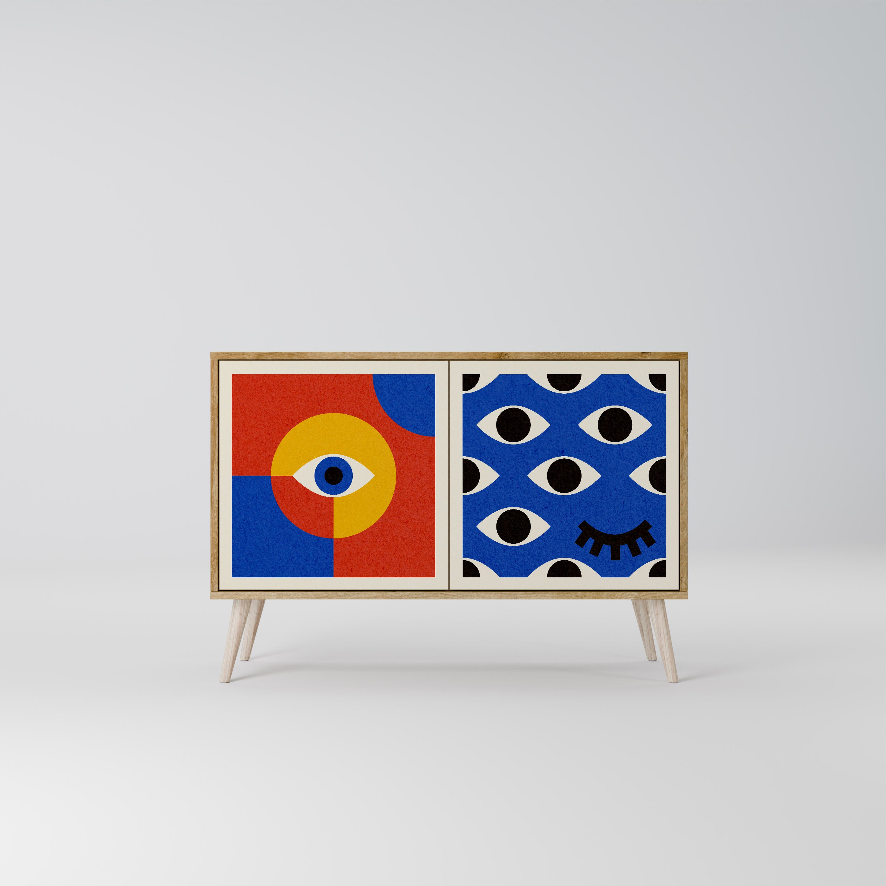 GEOMETRIC EYES 2-Door Sideboard in Oak Effect