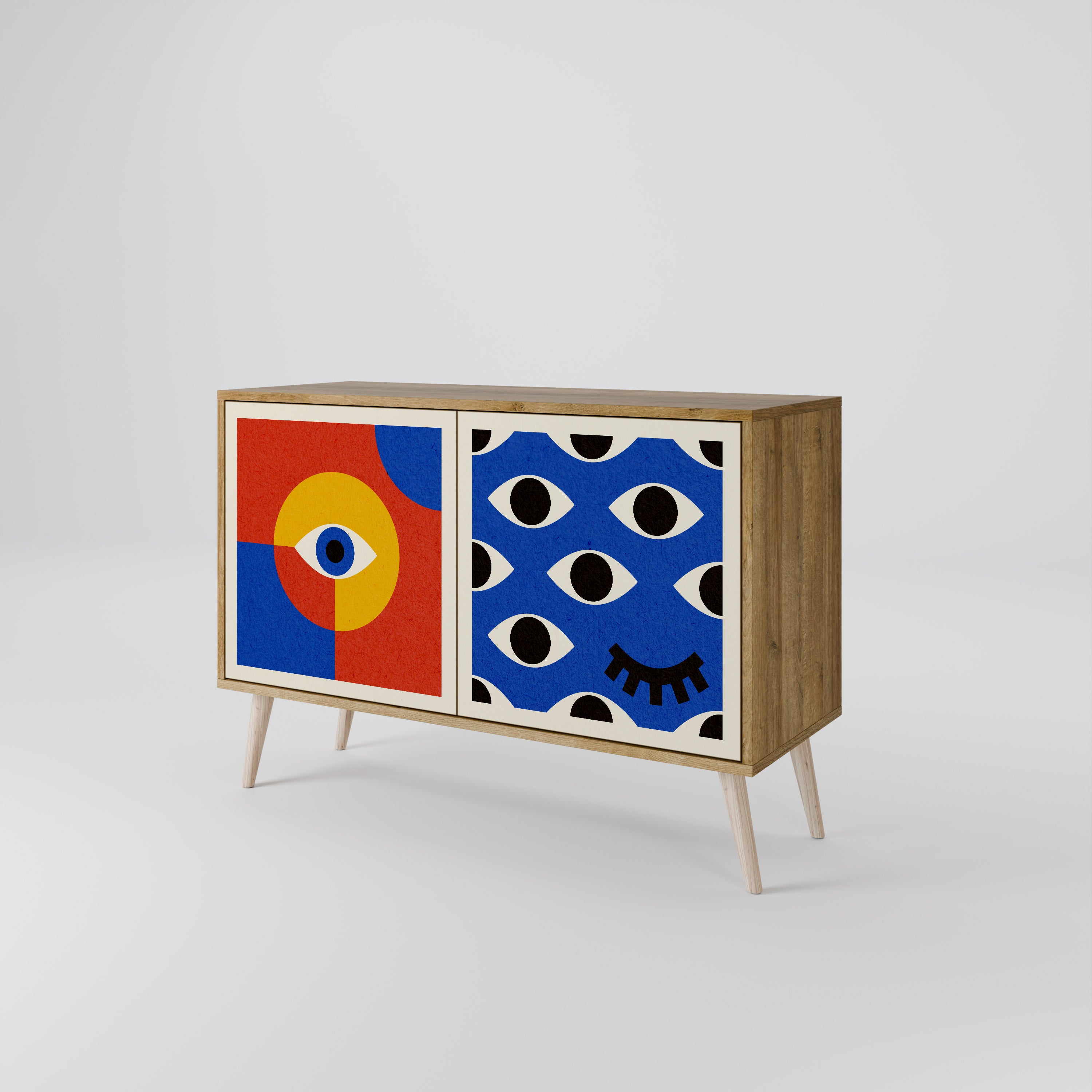 GEOMETRIC EYES 2-Door Sideboard in Oak Effect