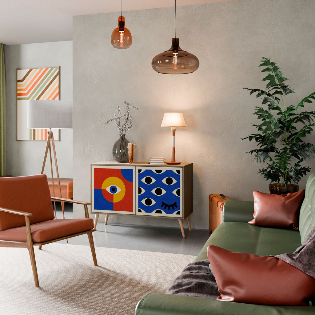 GEOMETRIC EYES 2-Door Sideboard in Oak Effect