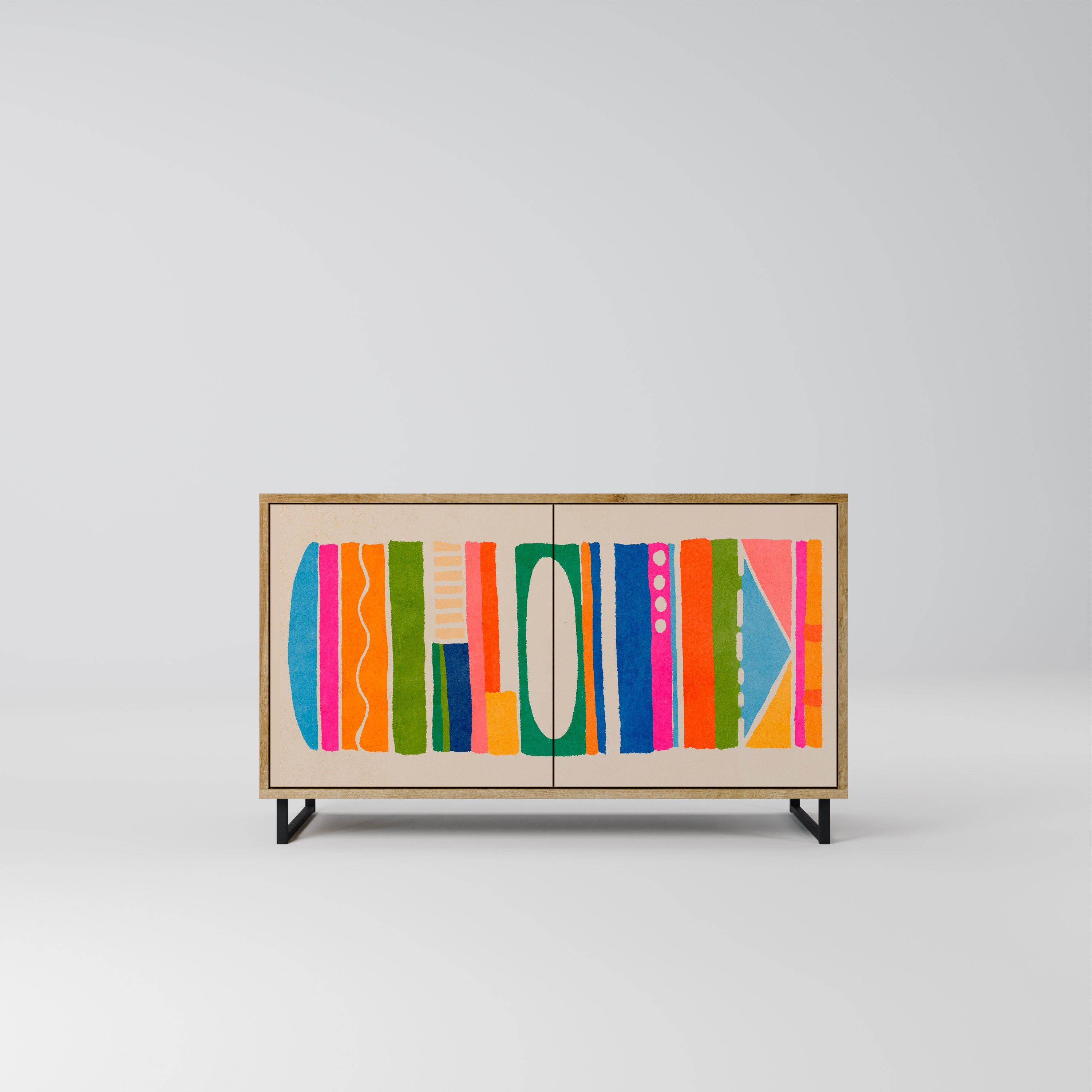 GEOMETRIC SHINE 2-Door Sideboard in Oak Effect