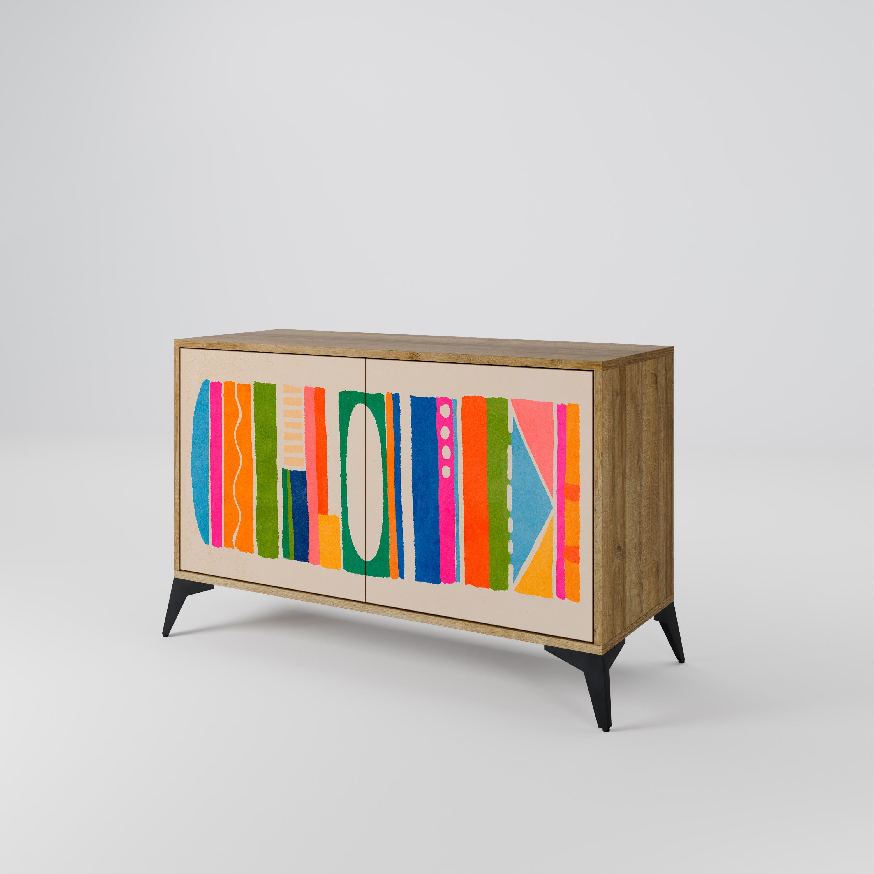 GEOMETRIC SHINE 2-Door Sideboard in Oak Effect