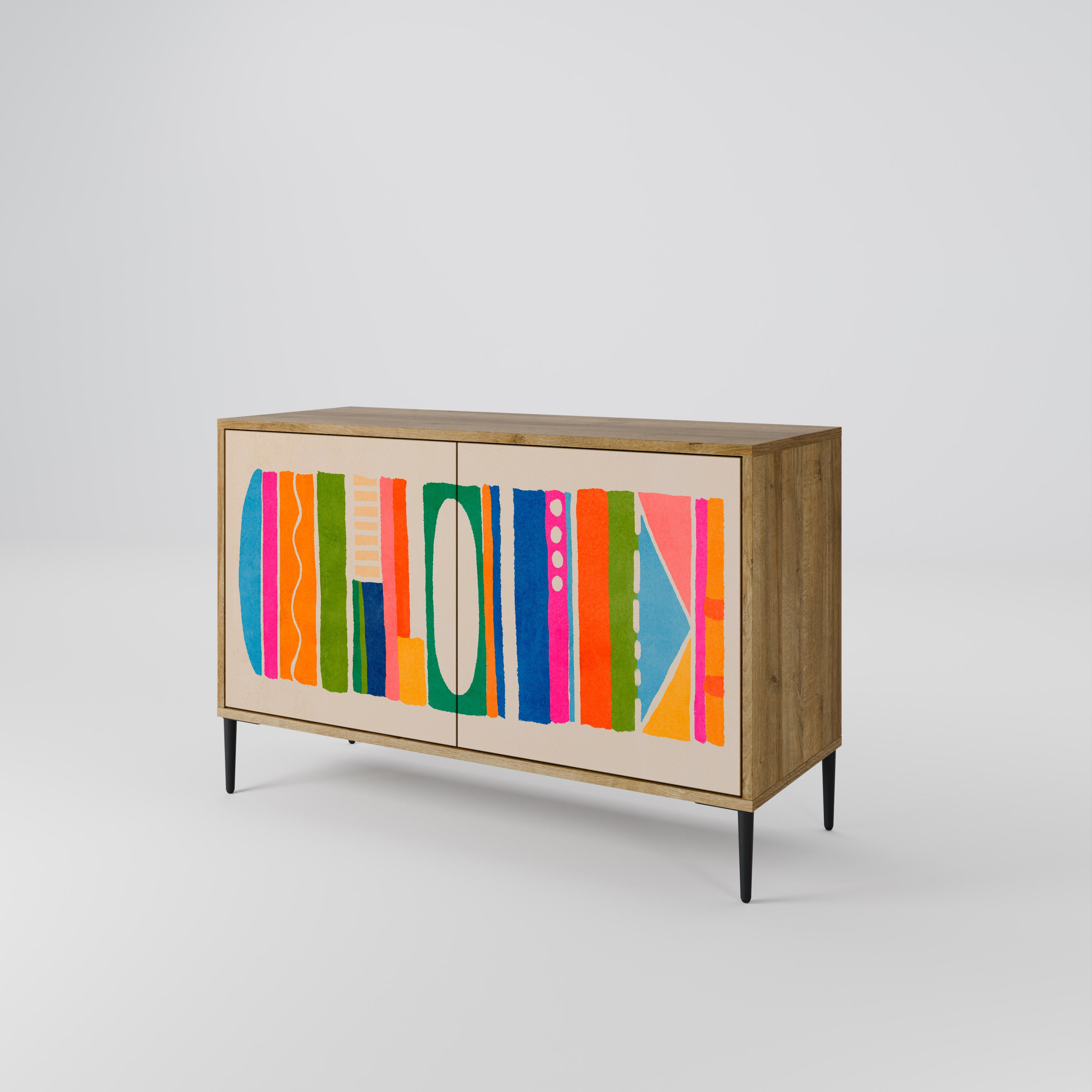 GEOMETRIC SHINE 2-Door Sideboard in Oak Effect