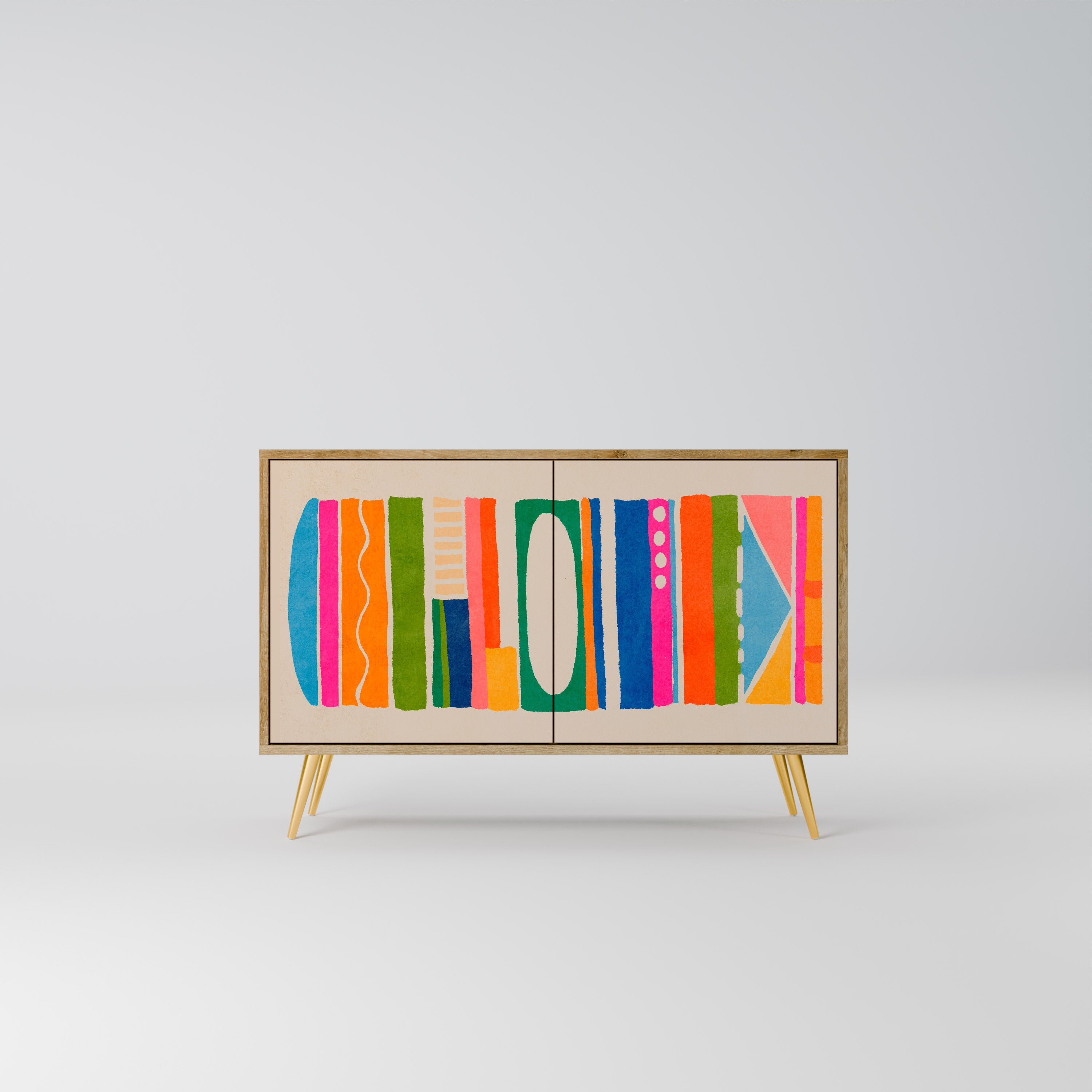 GEOMETRIC SHINE 2-Door Sideboard in Oak Effect