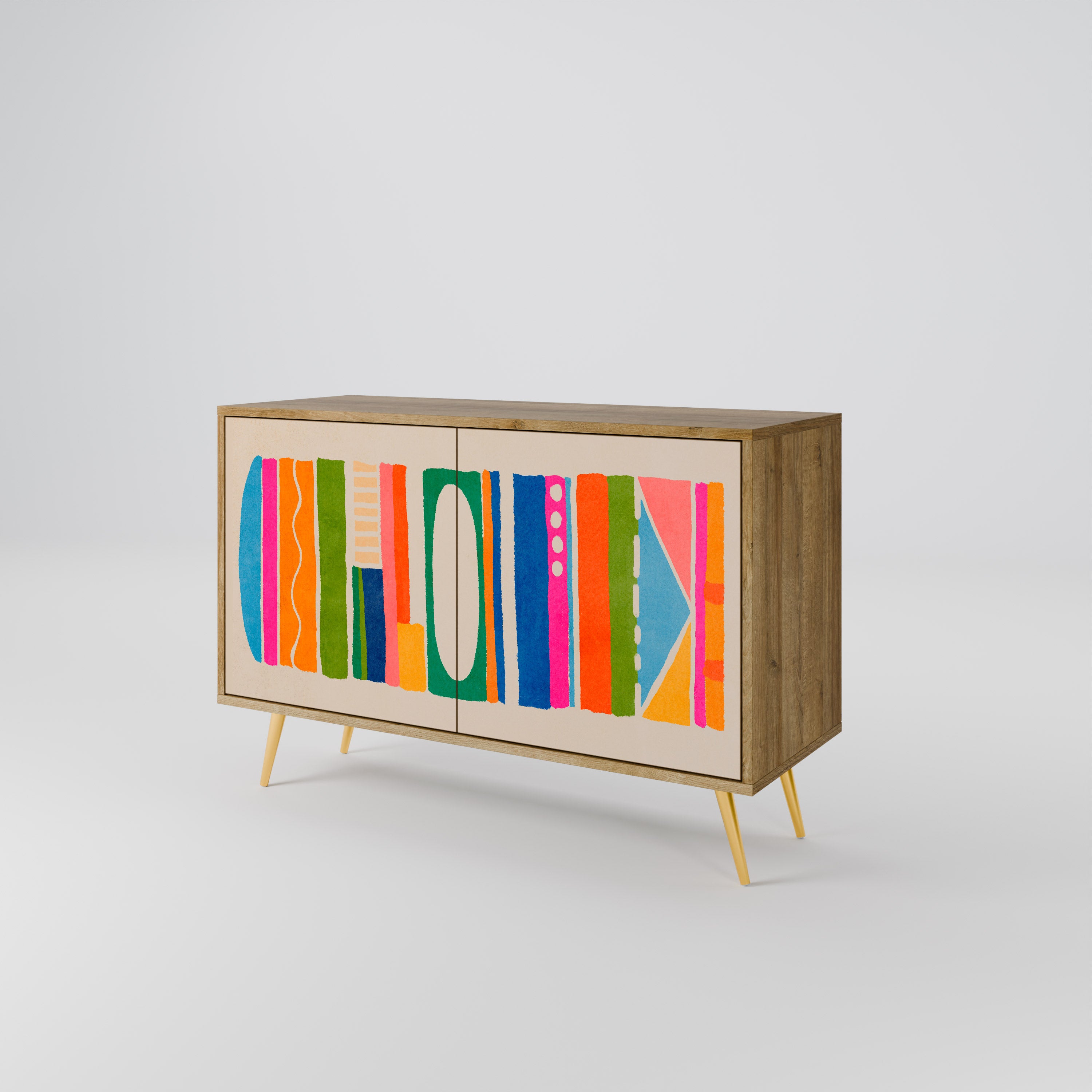 GEOMETRIC SHINE 2-Door Sideboard in Oak Effect