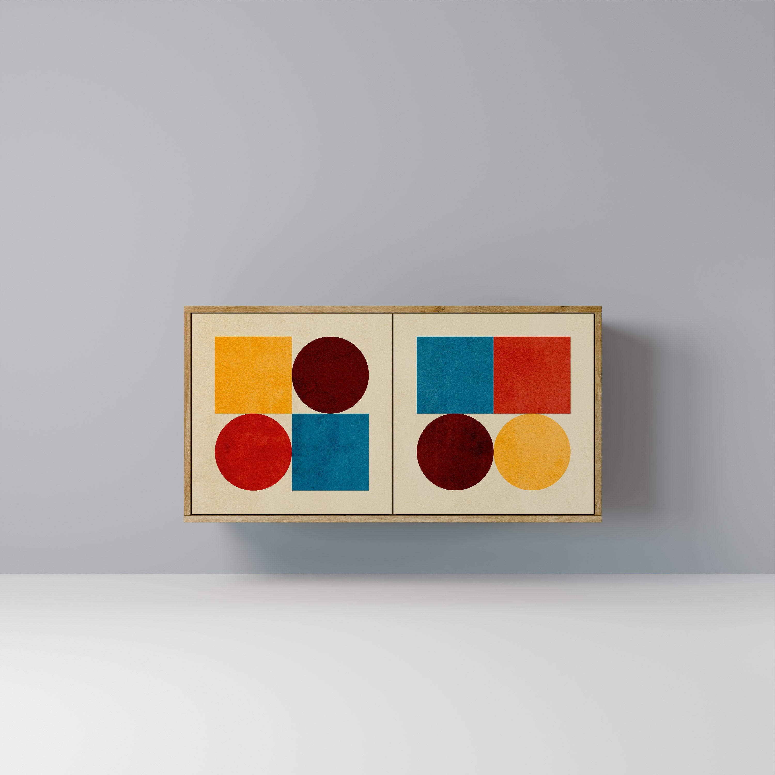 GEOMETRIC PUZZLE 2-Door Sideboard in Oak Effect