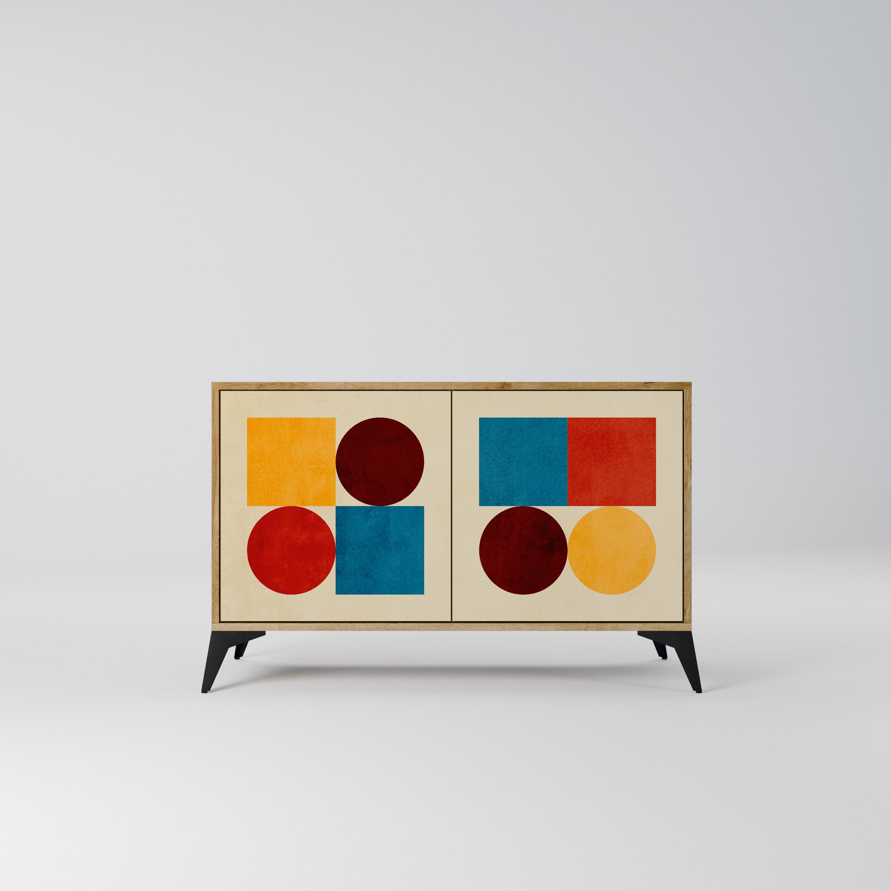 GEOMETRIC PUZZLE 2-Door Sideboard in Oak Effect