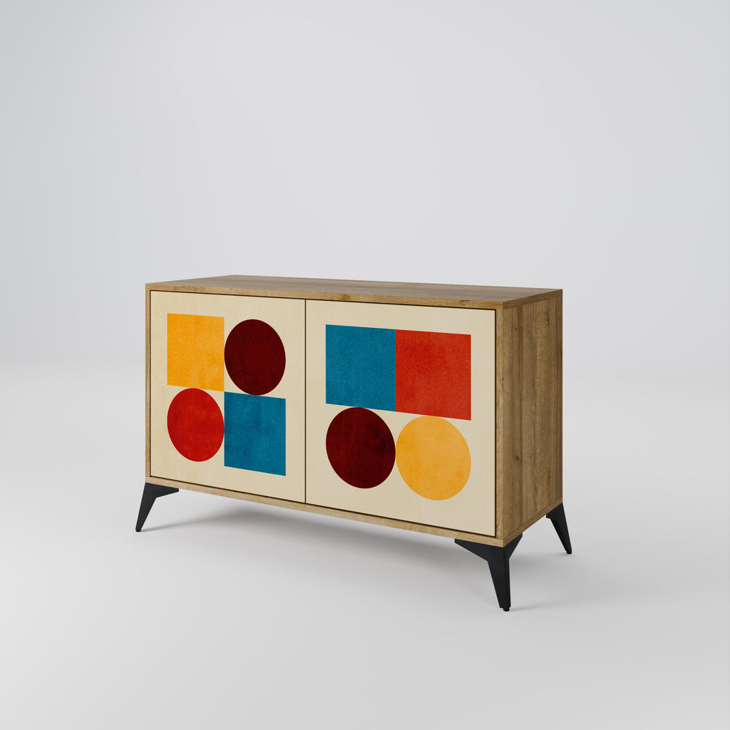 GEOMETRIC PUZZLE 2-Door Sideboard in Oak Effect
