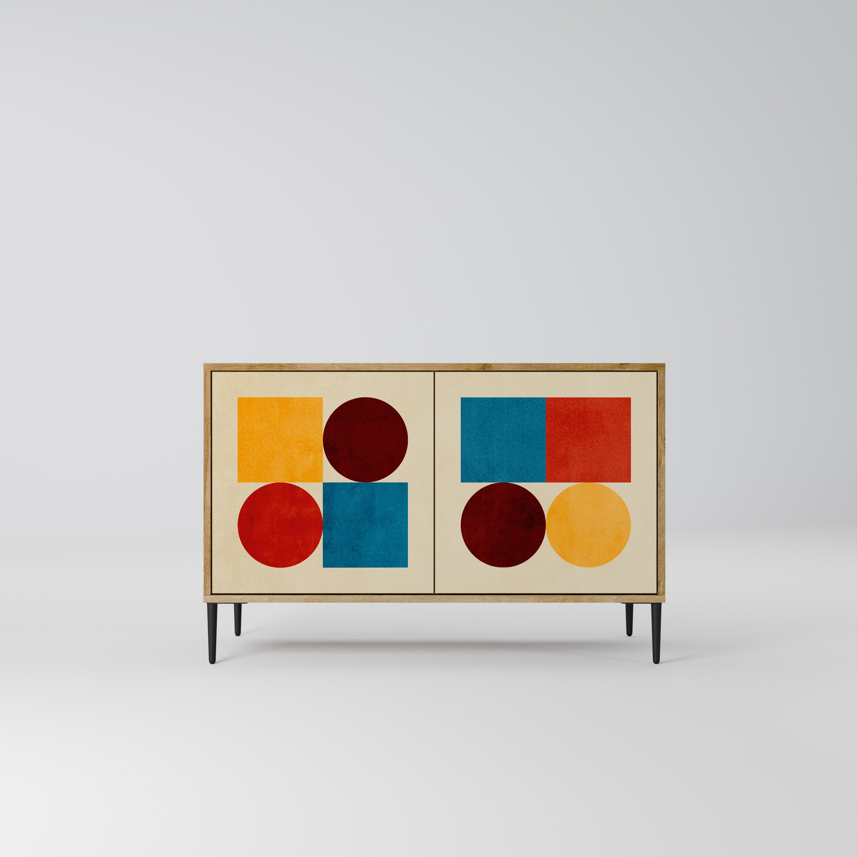 GEOMETRIC PUZZLE 2-Door Sideboard in Oak Effect