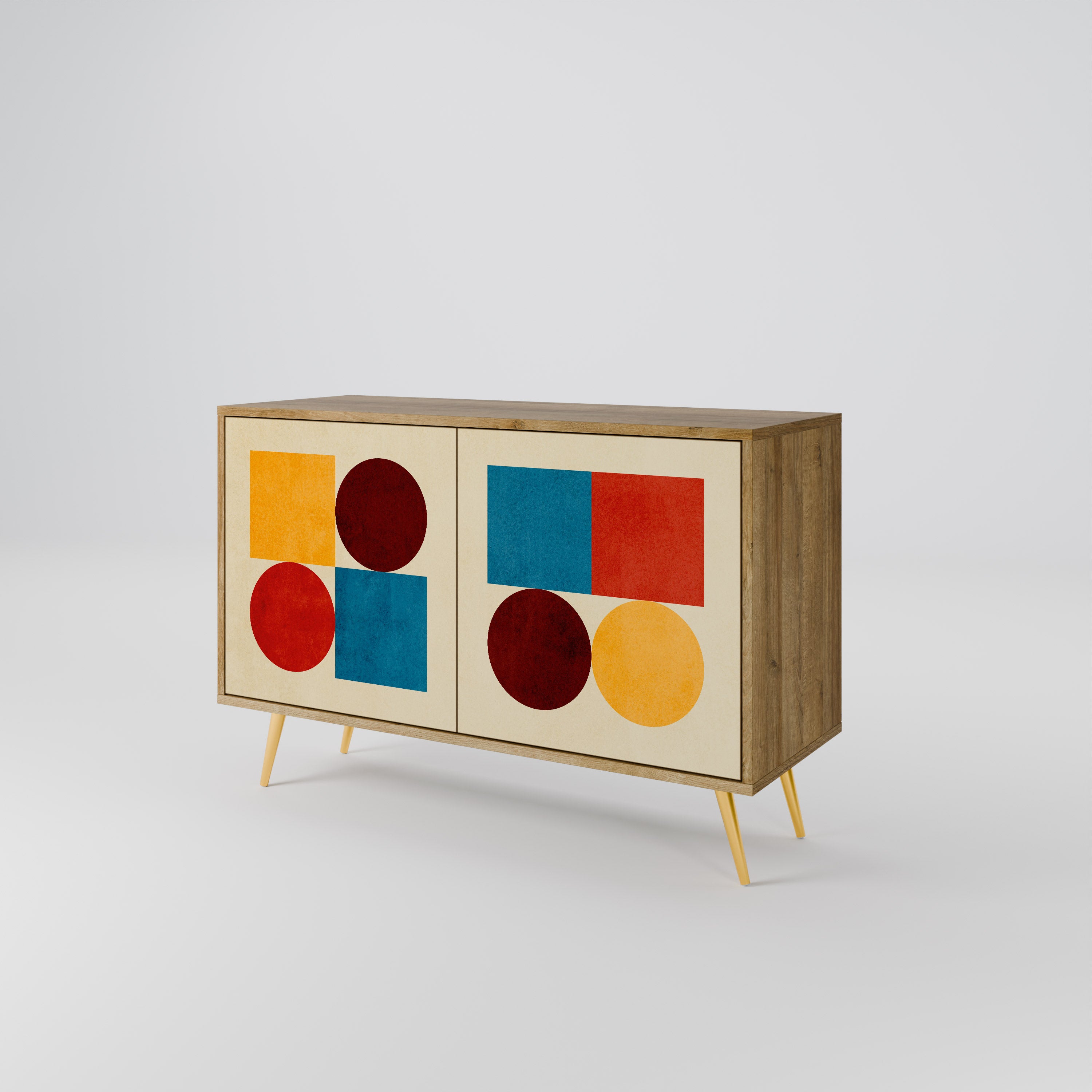 GEOMETRIC PUZZLE 2-Door Sideboard in Oak Effect
