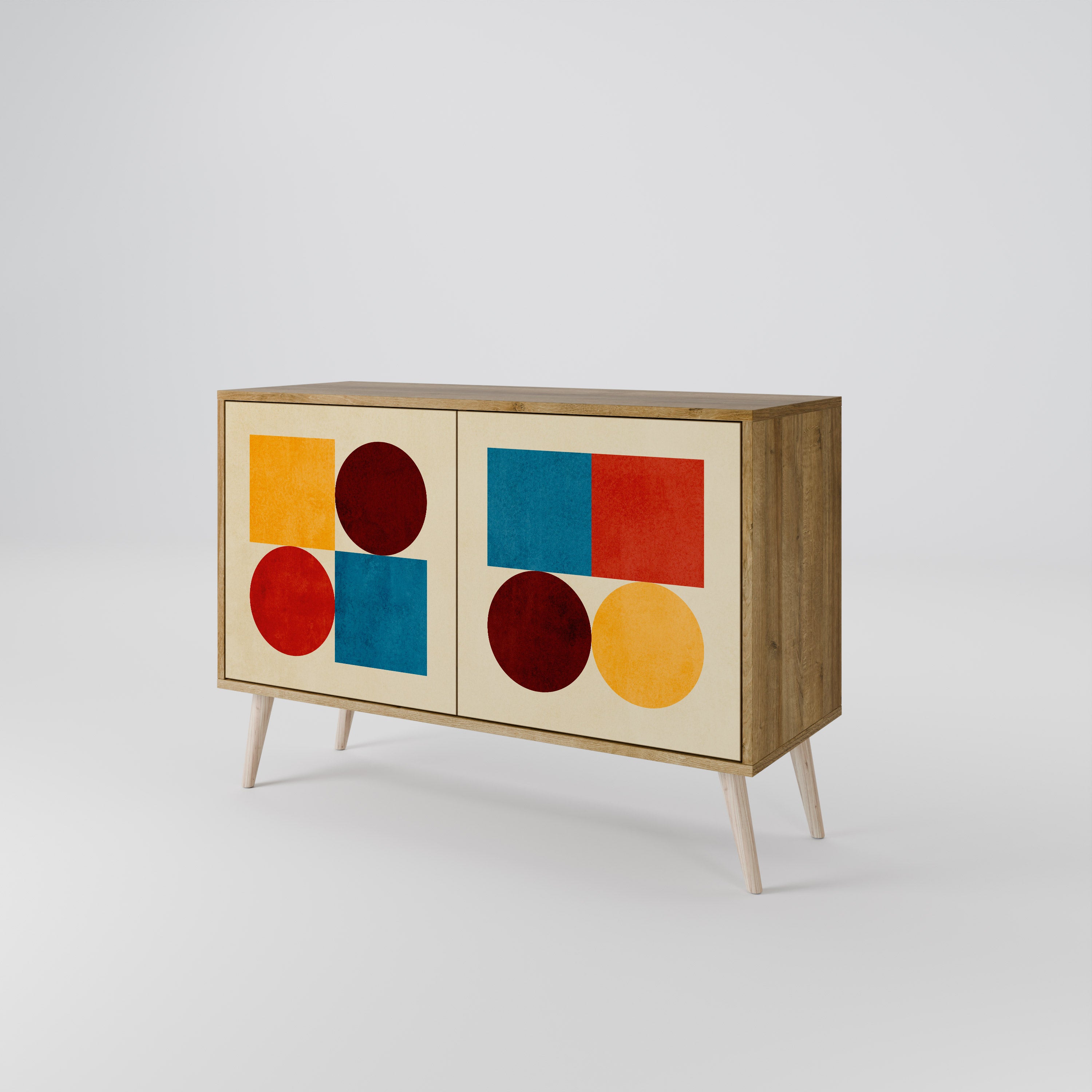 GEOMETRIC PUZZLE 2-Door Sideboard in Oak Effect