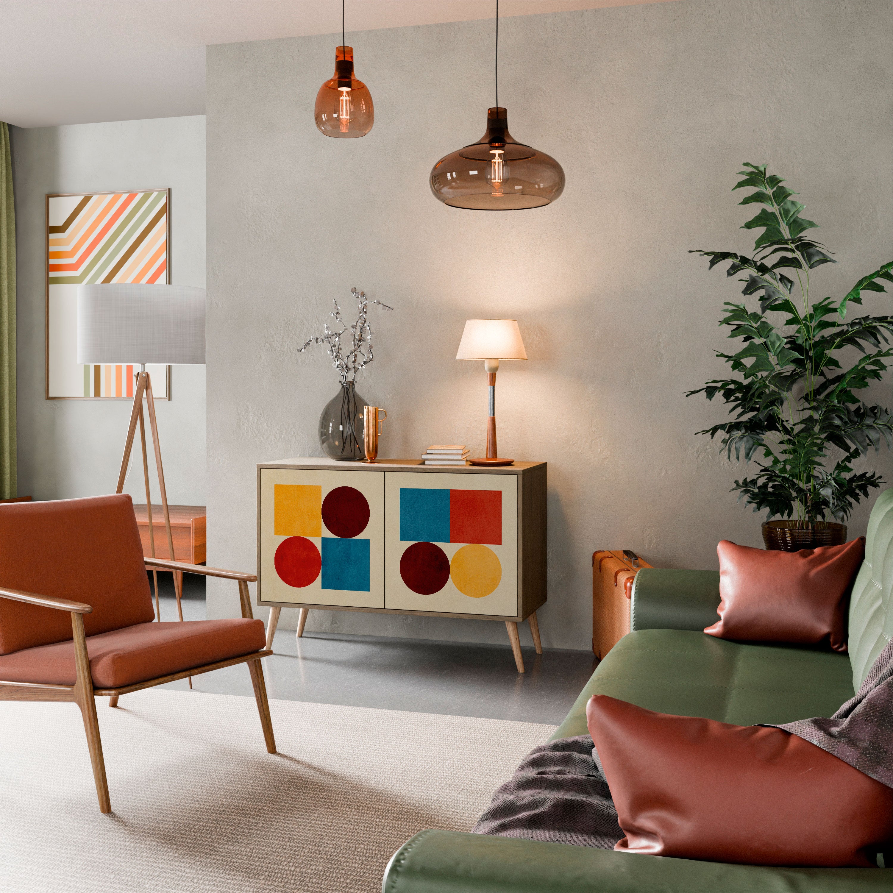 GEOMETRIC PUZZLE 2-Door Sideboard in Oak Effect
