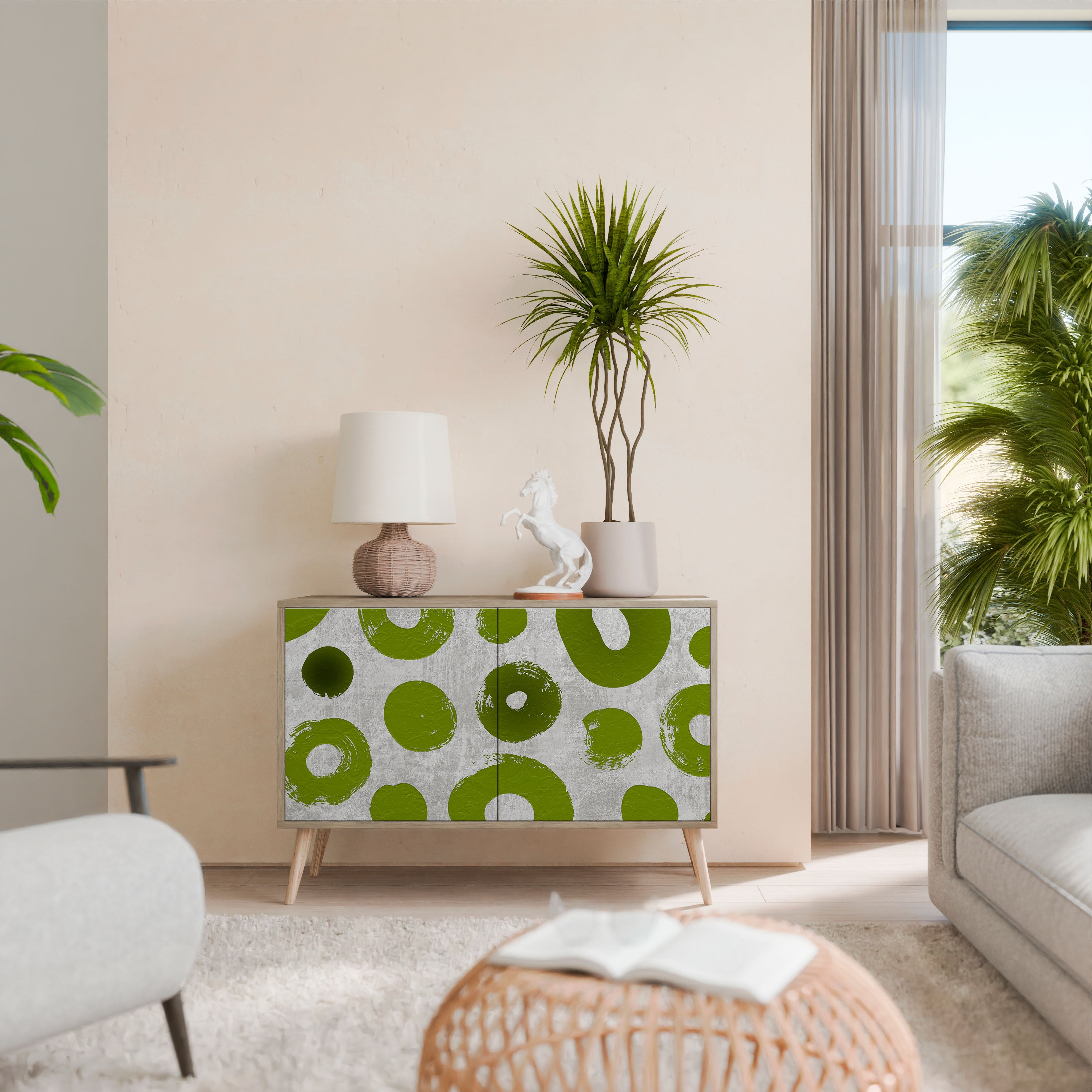 GREEN RHAPSODY 2-Door Sideboard in Oak Effect