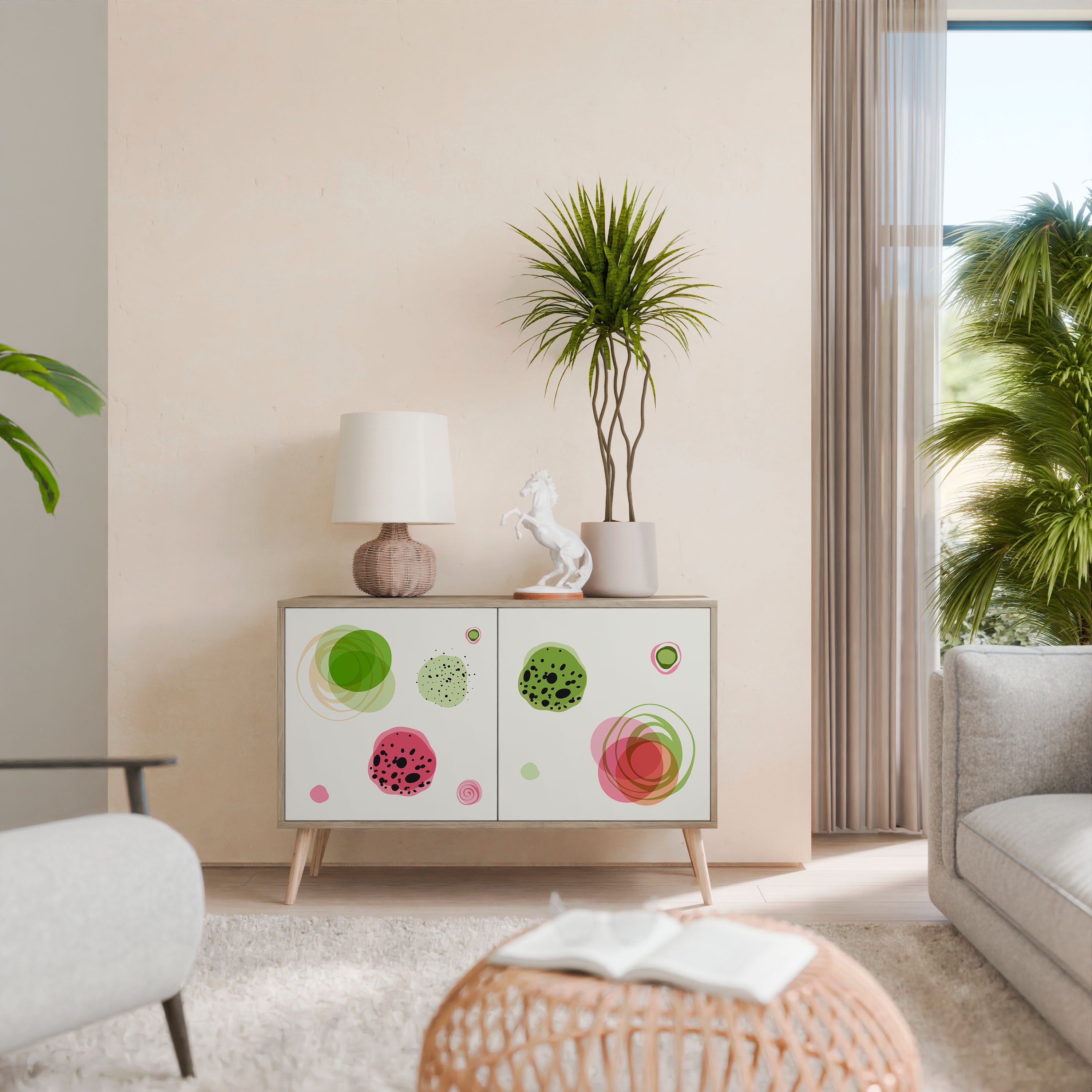 COLORFUL COSMOS 2-Door Sideboard in Oak Effect