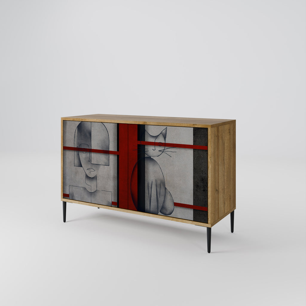 GRAY FIGURES 2-Door Sideboard in Oak Effect